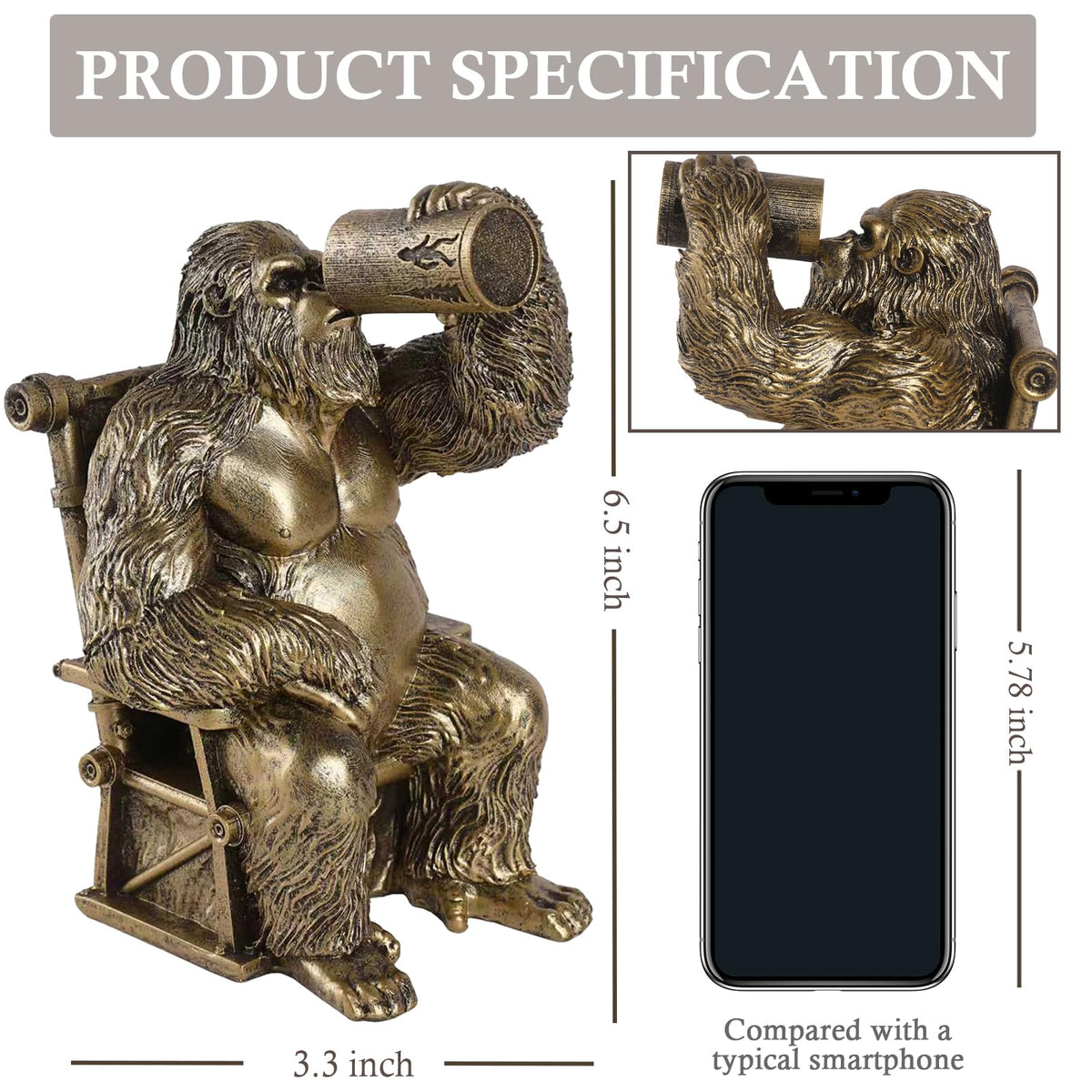 Bigfoot Statue Lazy Sasquatch Drinking Beer Whimsical Home - JJALIGHTS Official Imagery - 4