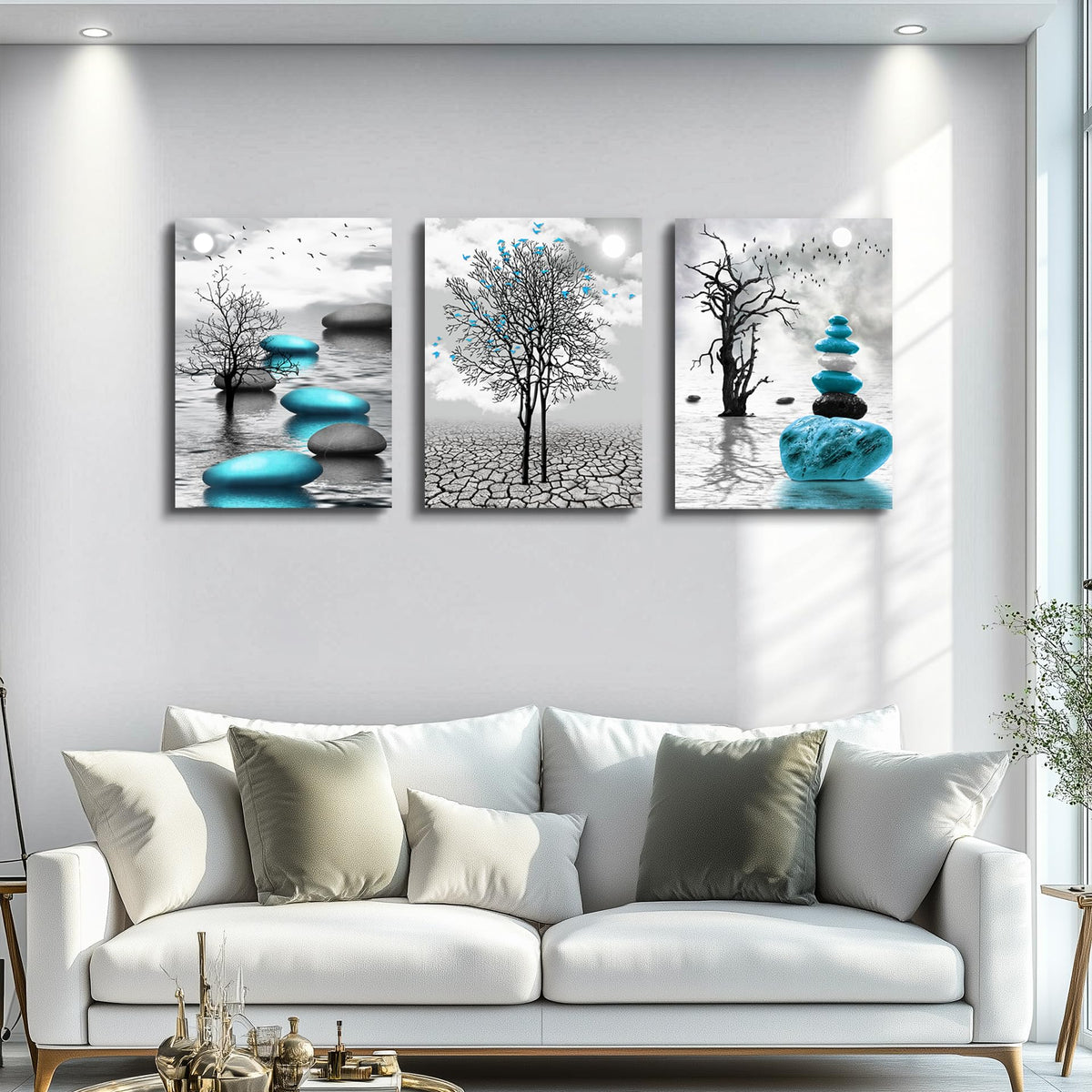 DZRWUBHS Abstract Wall Art for Living Room 3 Piece Modern - DZRWUBHS Official Imagery - 3