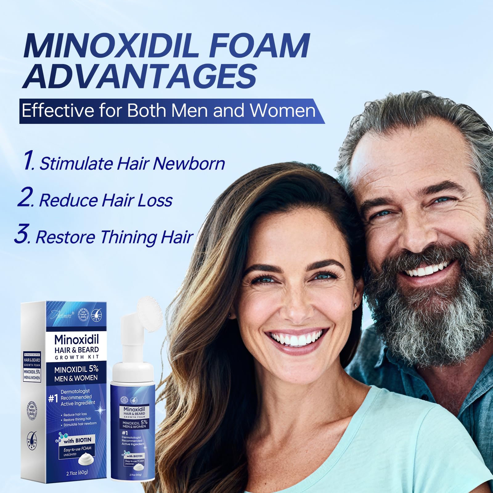 Artimore 5% Minoxidil Foam and Women, Minoxidil Foam for Hair and Beard, - Artimore Official Product View 3