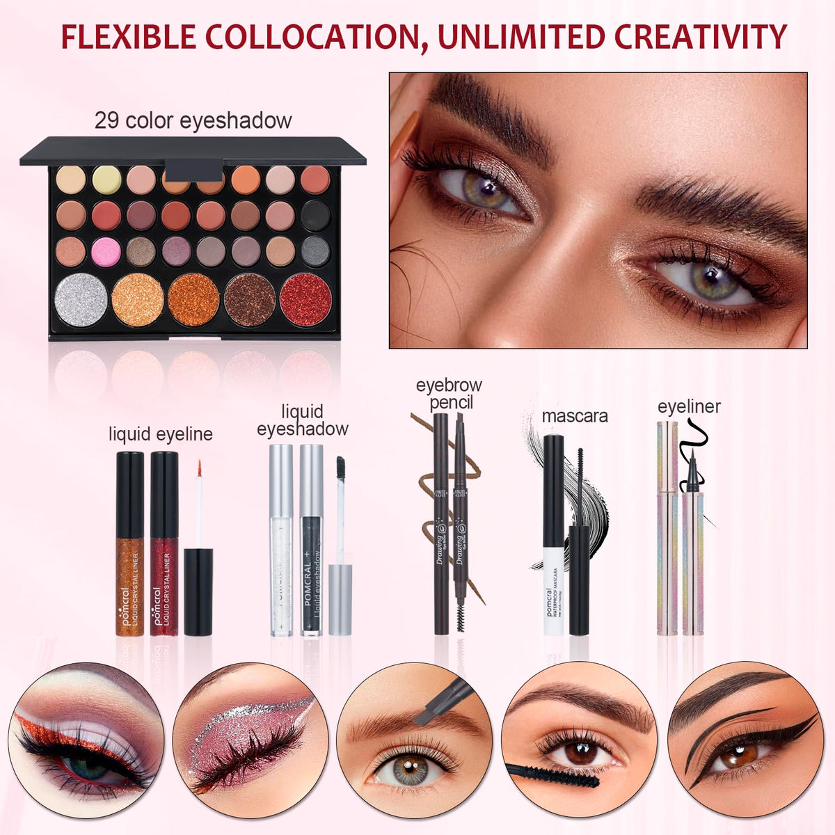 Makeup Kit For Women Full Kit Eyeshadow Eyeliner lipgloss - pomcral Official Imagery - 4