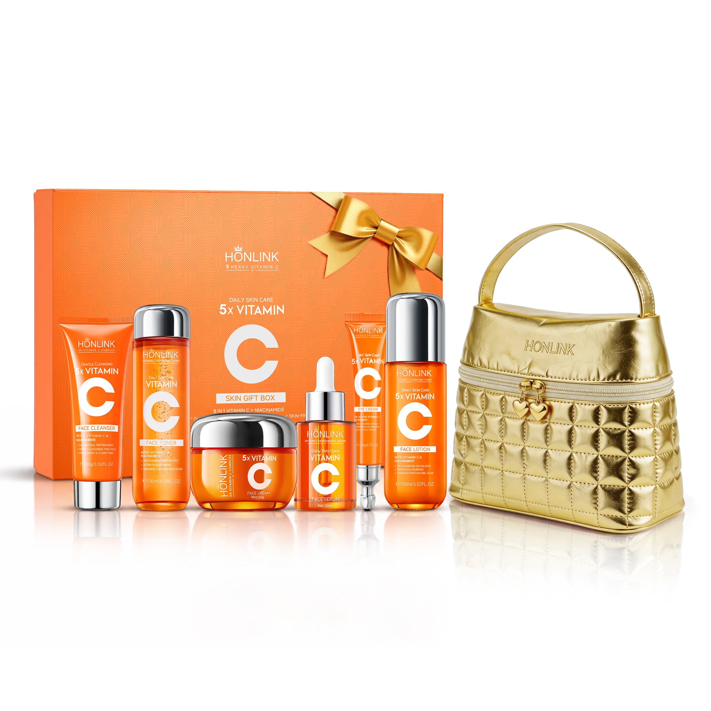 Vitamin C Gift Set for Women, Facial Skincare Gift Box + - UZTUZT