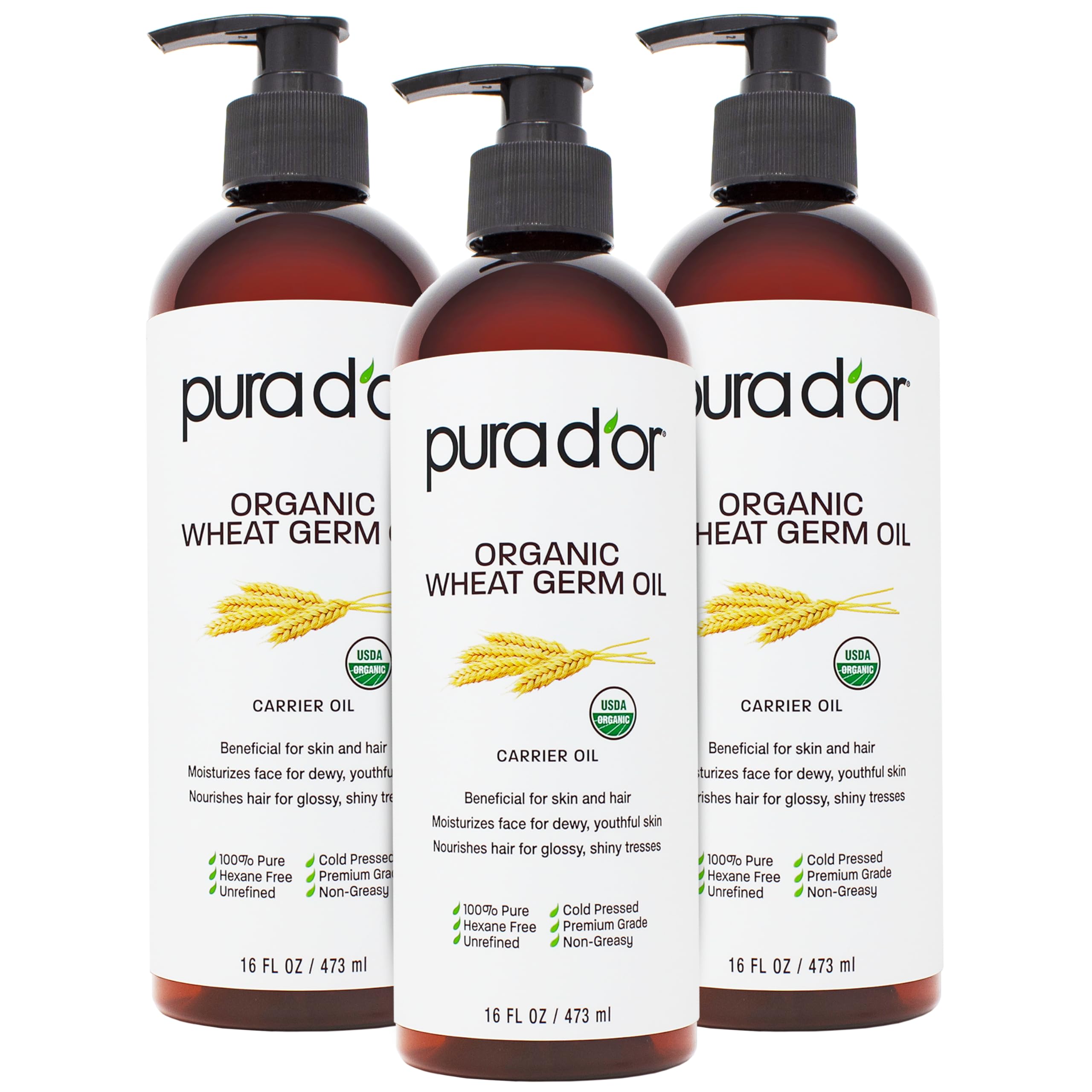 PURA D'OR 16 Oz ORGANIC Wheat Germ Oil - 100% Pure & Natural USDA - PURA D'OR Official Product View 9