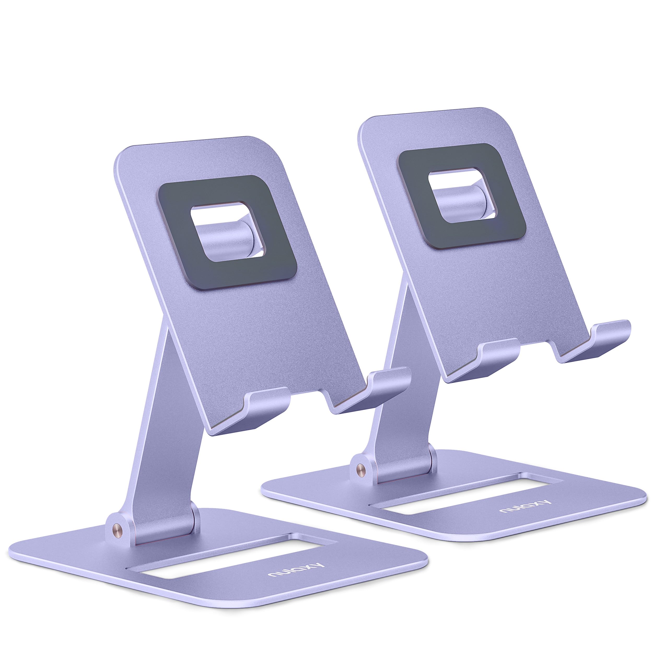 Nulaxy 2 Pack Aluminum Dual Folding Cell Phone Stand for Desk Bla - Nulaxy Official Product View 9