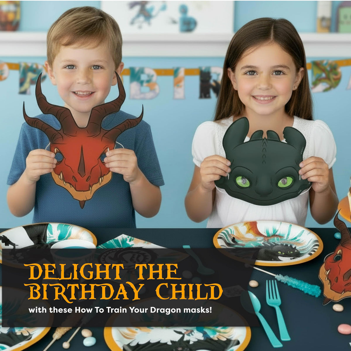 How to Train Your Dragon Party Supplies with Banner Mask - Unique Official Imagery - 8