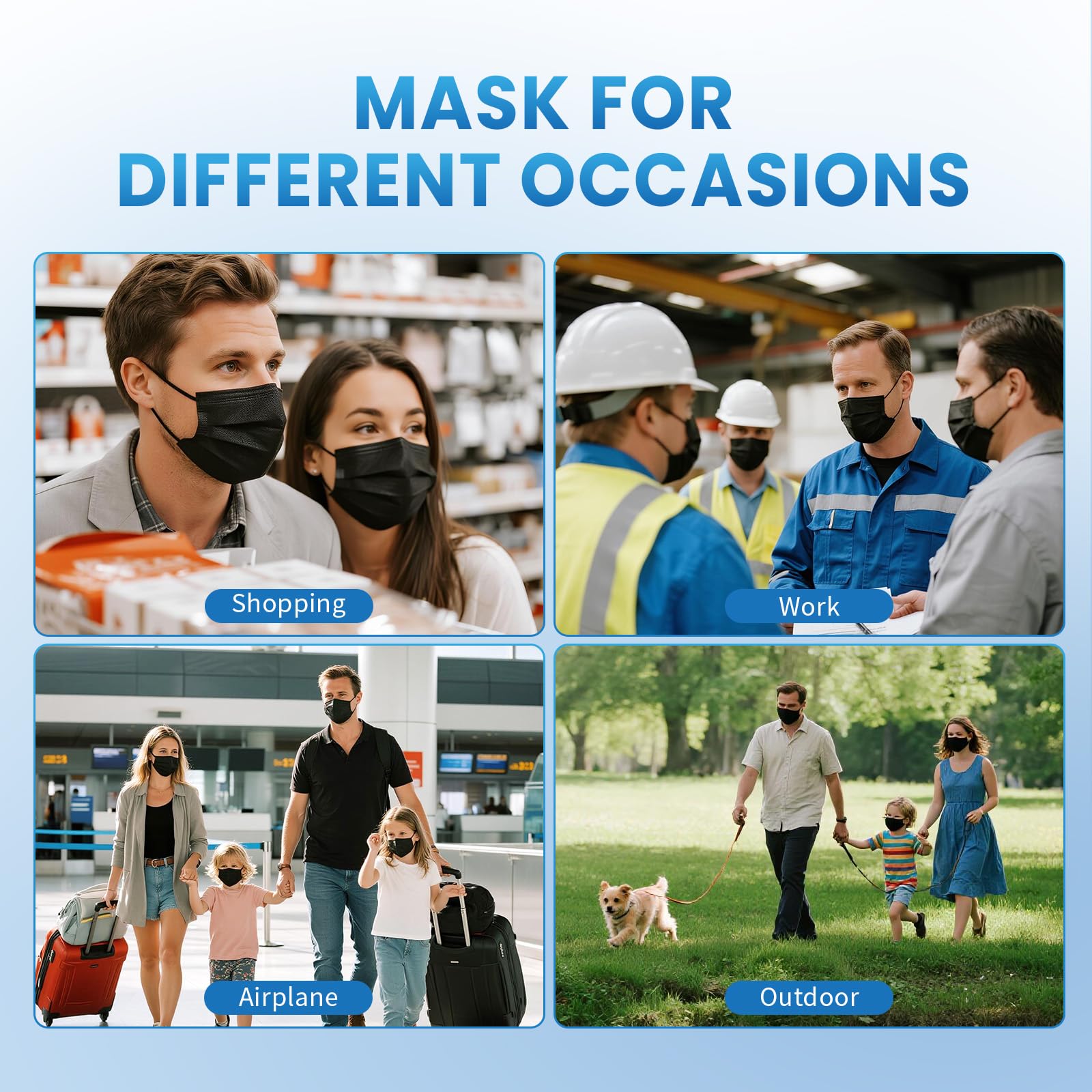 Borje Disposable Face Mask, 100 PCS Black Masks, 3 Ply Protection - Borje Official Product View 8