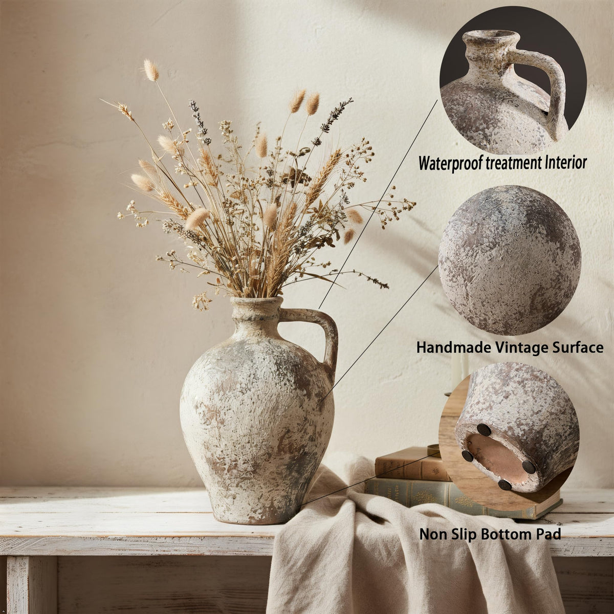 LUKA Ceramic Rustic Farmhouse Vase - LUKA Official Imagery - 5
