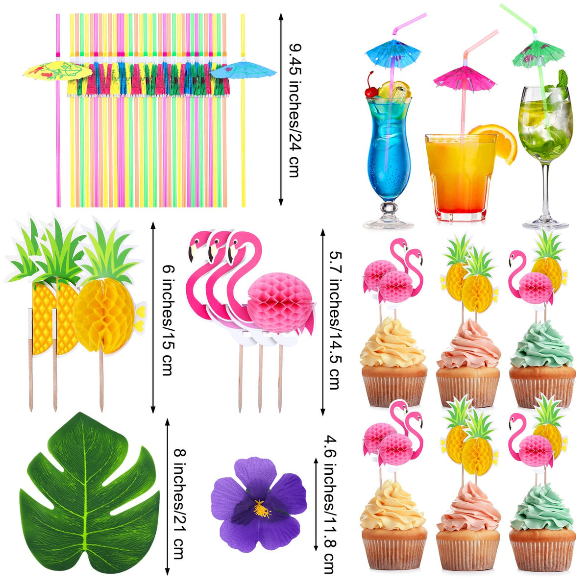 70 Pack Tropical Luau Party Decorations 60 Inches Inflatable - Fovths Official Imagery - 6