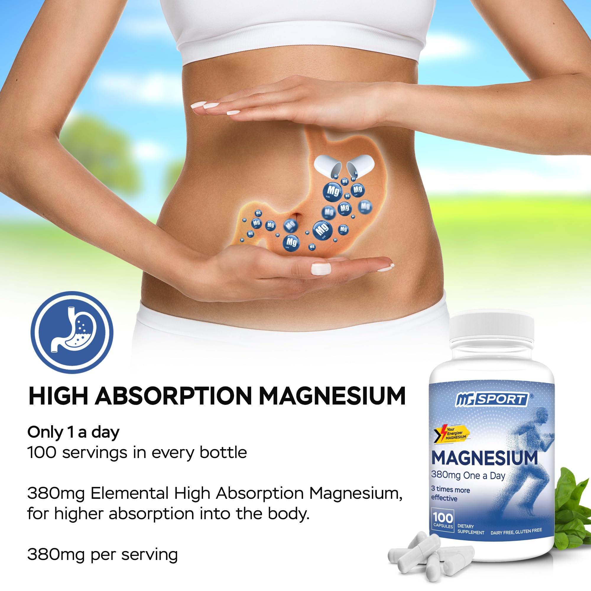 MgSport 100 Magnesium Supplement - MgSport Official Product View 2
