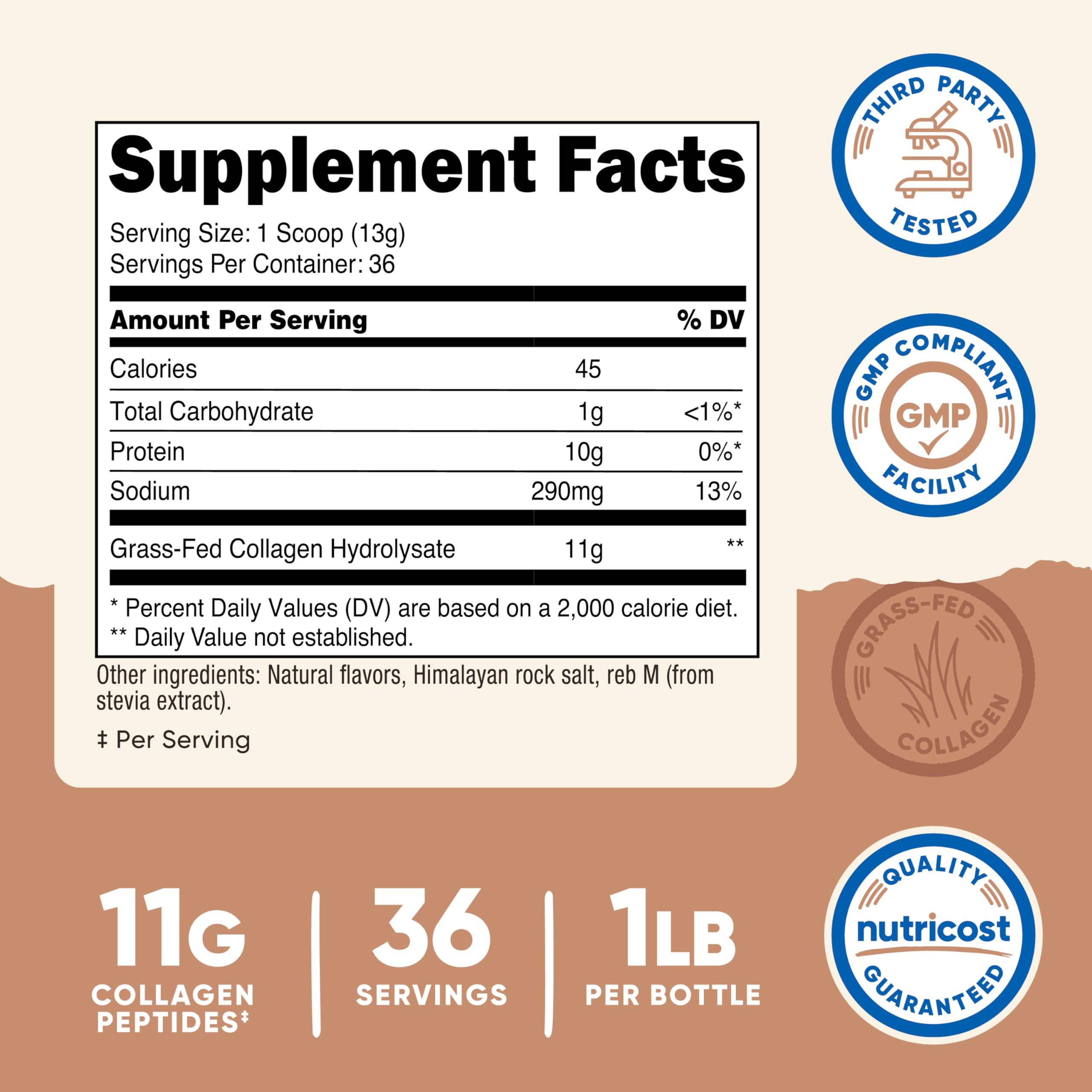 Nutricost Collagen Peptides Powder 1LB Salted Caramel - Nutricost Official Imagery - 3