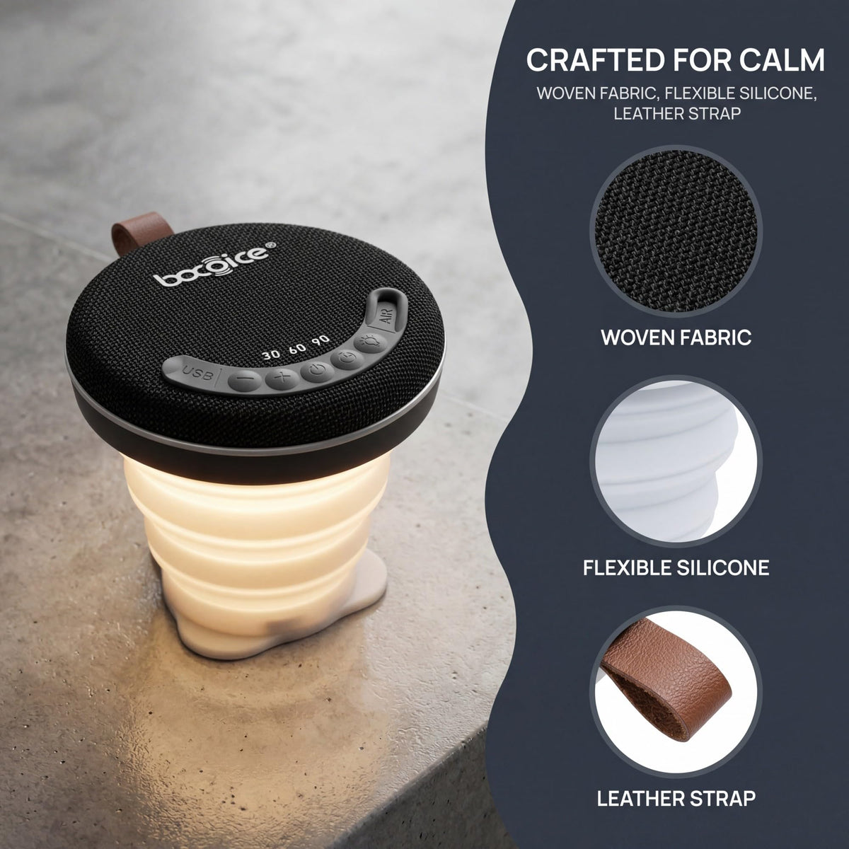 Foldable Bluetooth Speaker with Sleep Night Light Magnetic - bocoice Official Imagery - 4
