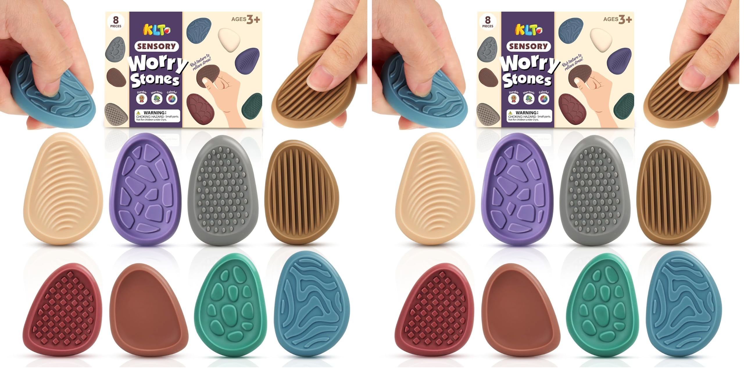 KLT Fidget Toys Adults Sensory Stone: 8 Pack Texture Worry Stone - KLT Official Product View 7