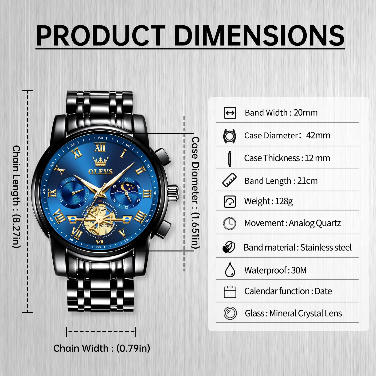 OLEVS Watch Men Luxury Dress Stainless Steel Date Analog Watch Waterpr - View 6