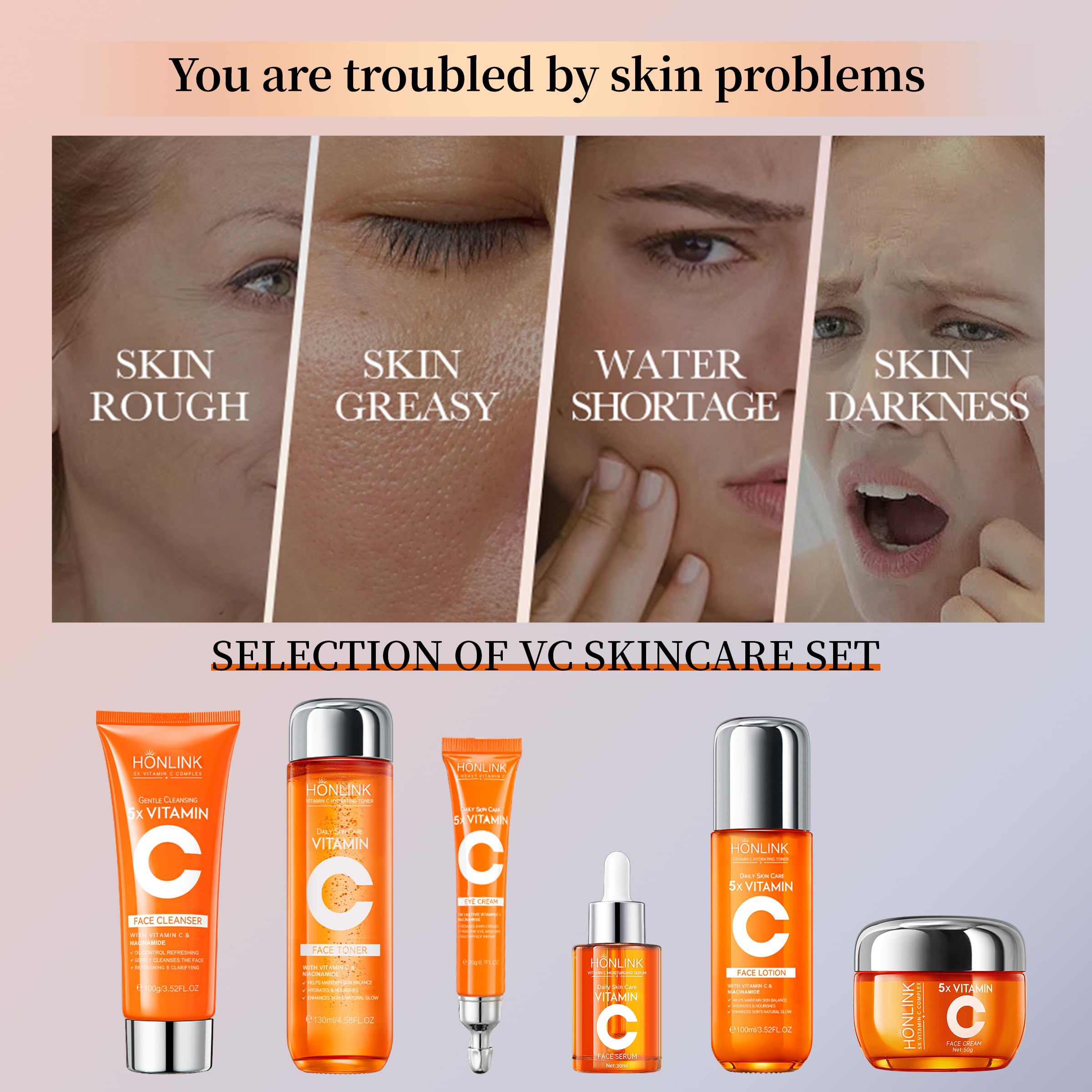 2 Box Glown 6-Piece Hydrating Skincare Set with Vitamin C & Niacinamid - View 6