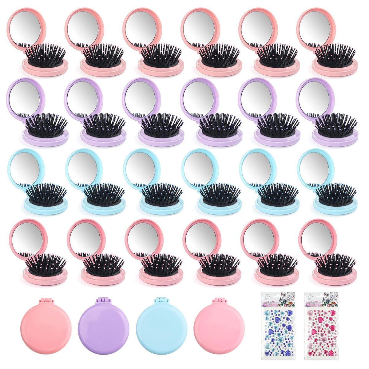 4 Colors Folding Mirror Hairbrush 2 in 1 Compact Pocket - Lilingsty Official Imagery - 2