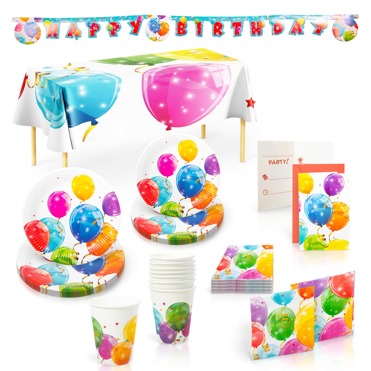 Procos Sparkling Balloon Themed Birthday Party Kit with 8 - Procos Official Imagery - 1