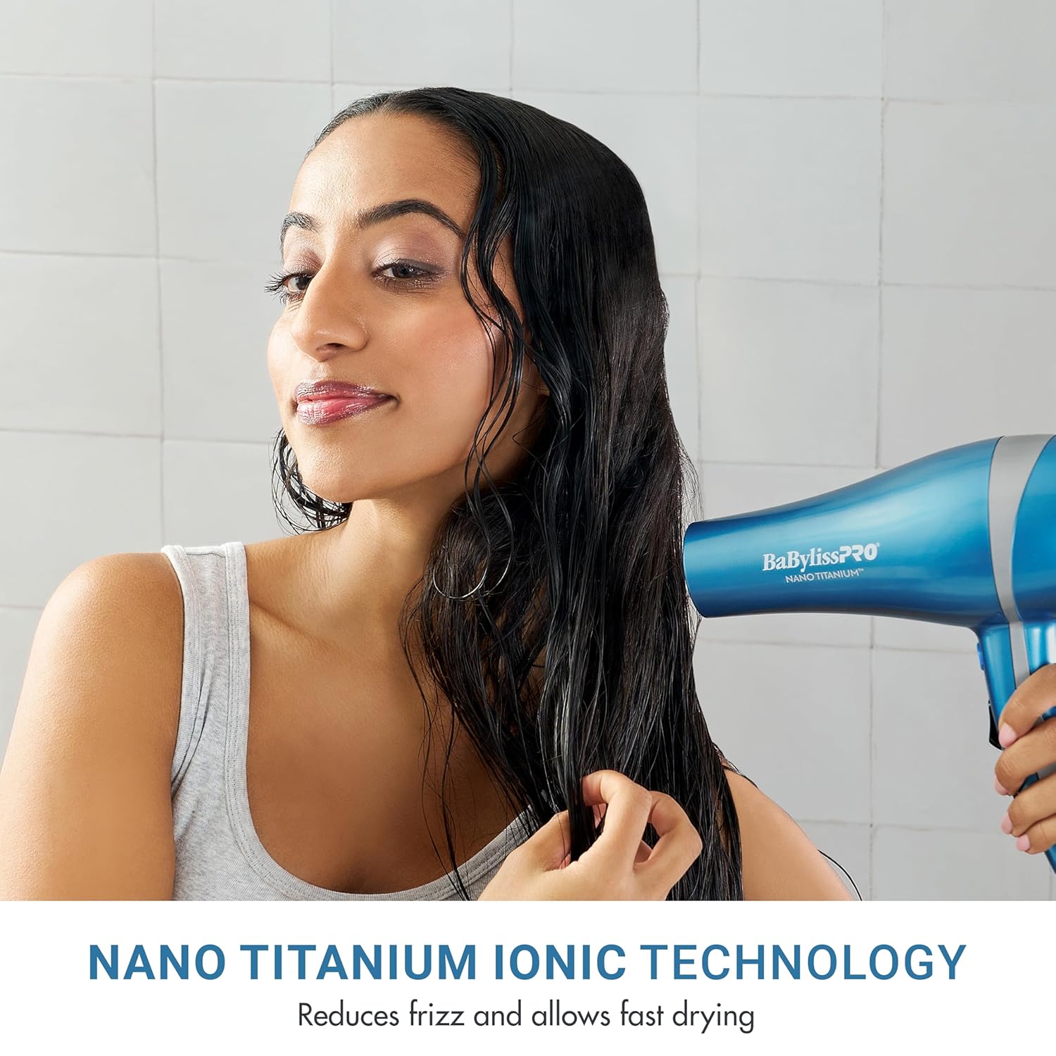 Elefair Nano Titanium 2000W professional ionic blow dryer with concentrator nozzle for sleek, fast-drying hair styling.