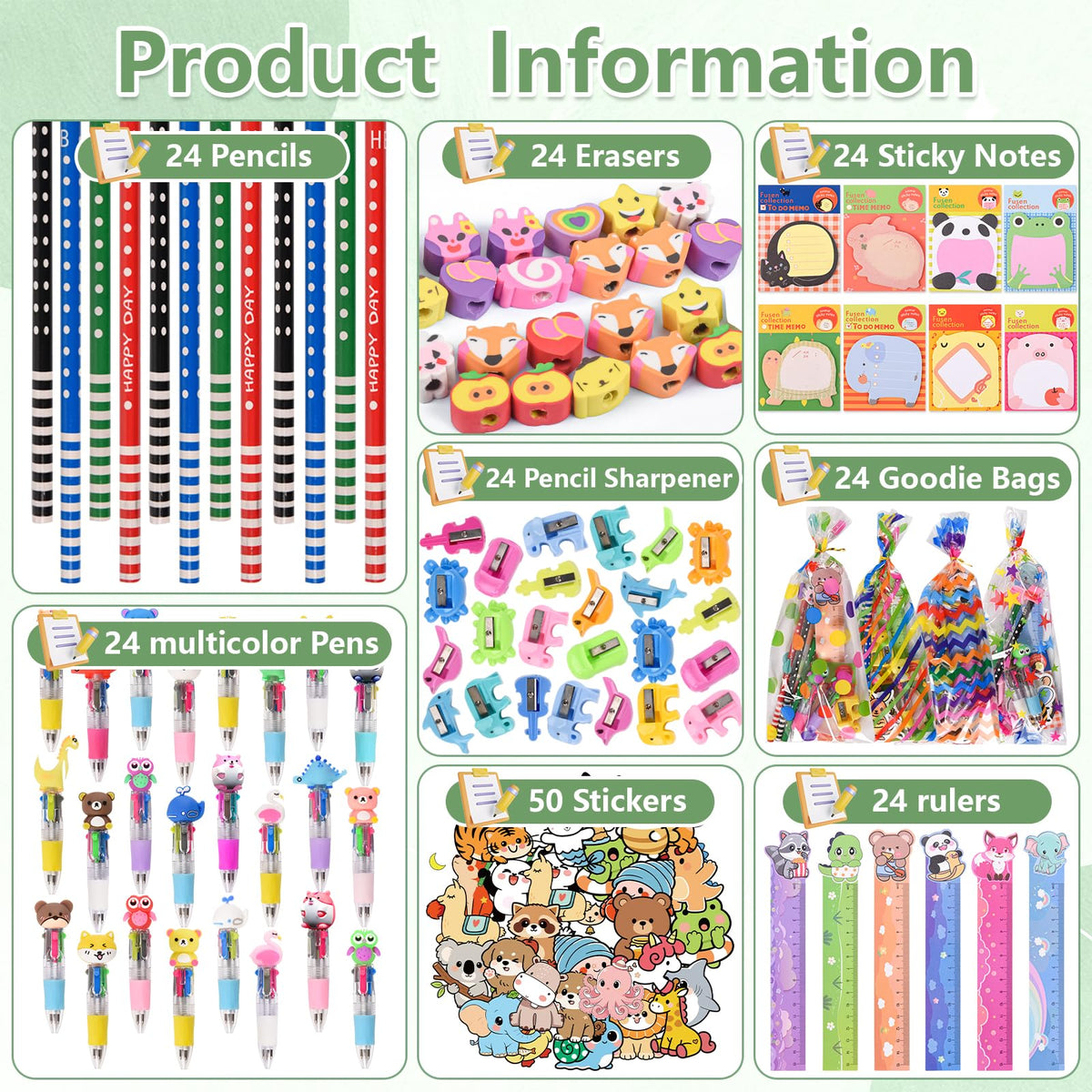 Ulema 24 Pack Cute Cartoon Animal Stationery Set Birthday - Ulema Official Imagery - 3