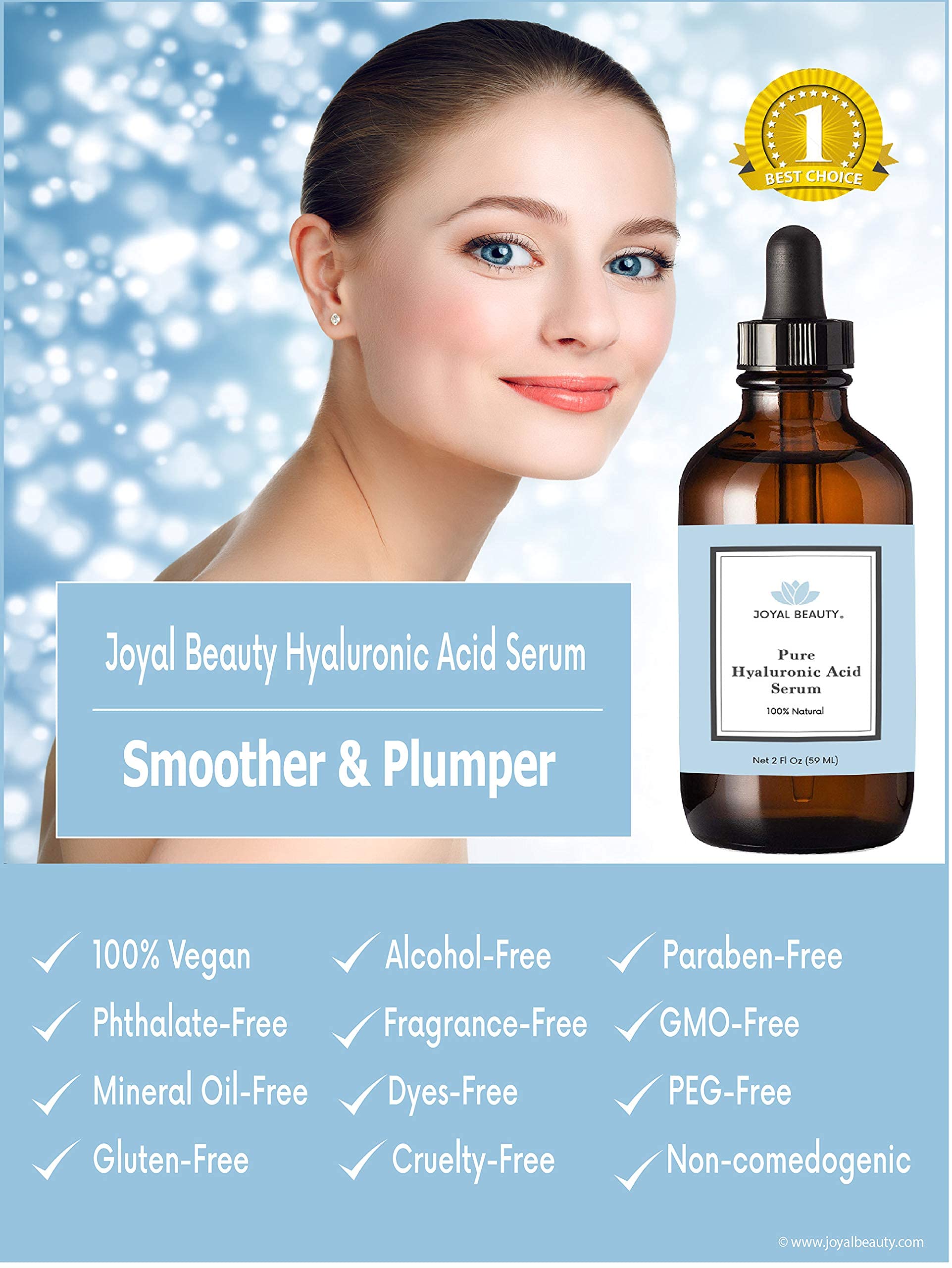 JOYAL BEAUTY Hyaluronic Acid Serum for Face Lips Eyes. 100% Pure - JOYAL BEAUTY