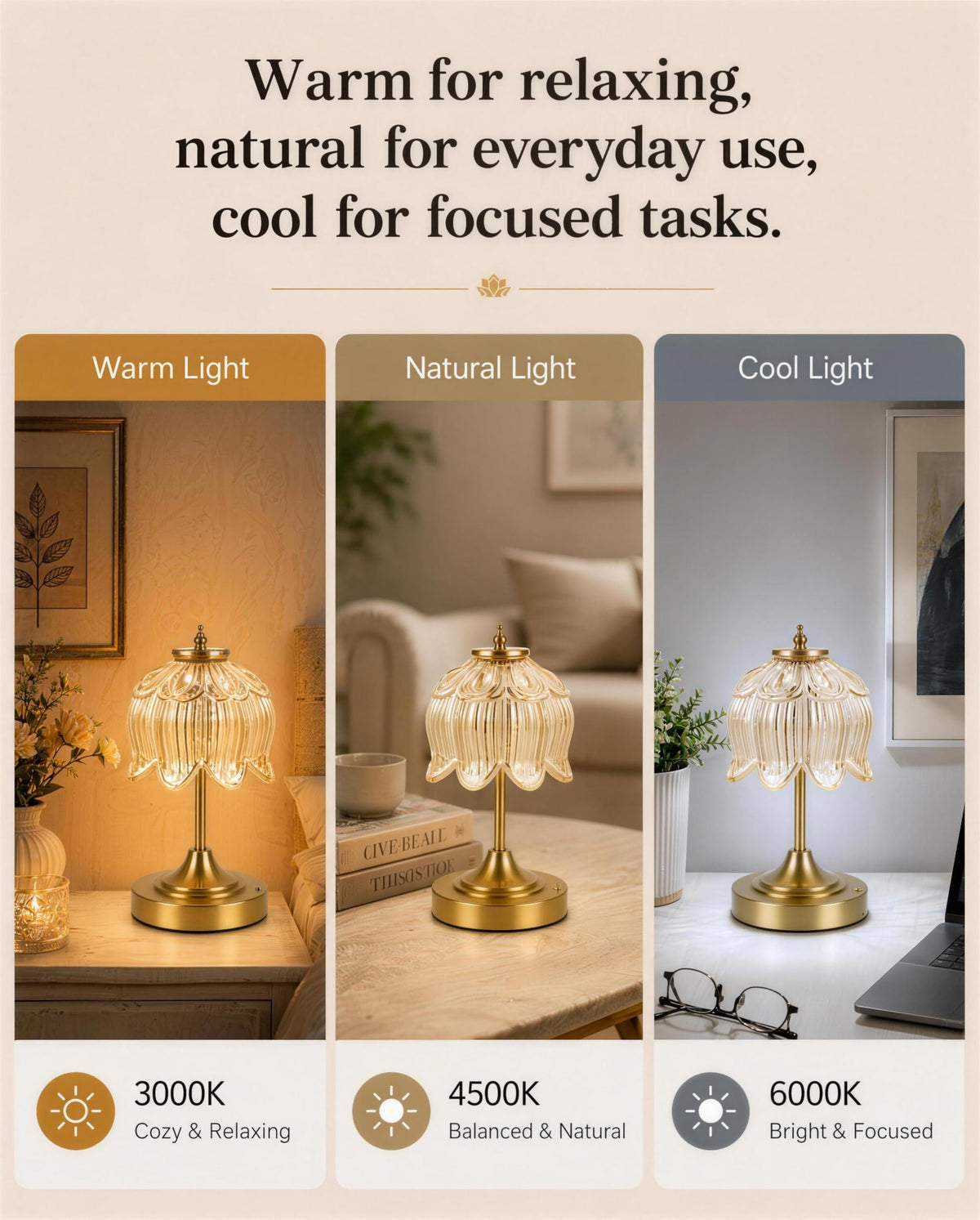 Upgrade Mini Lotus Flower Cordless Table Lamp Home D cor - LCZXUXU Official Imagery - 4