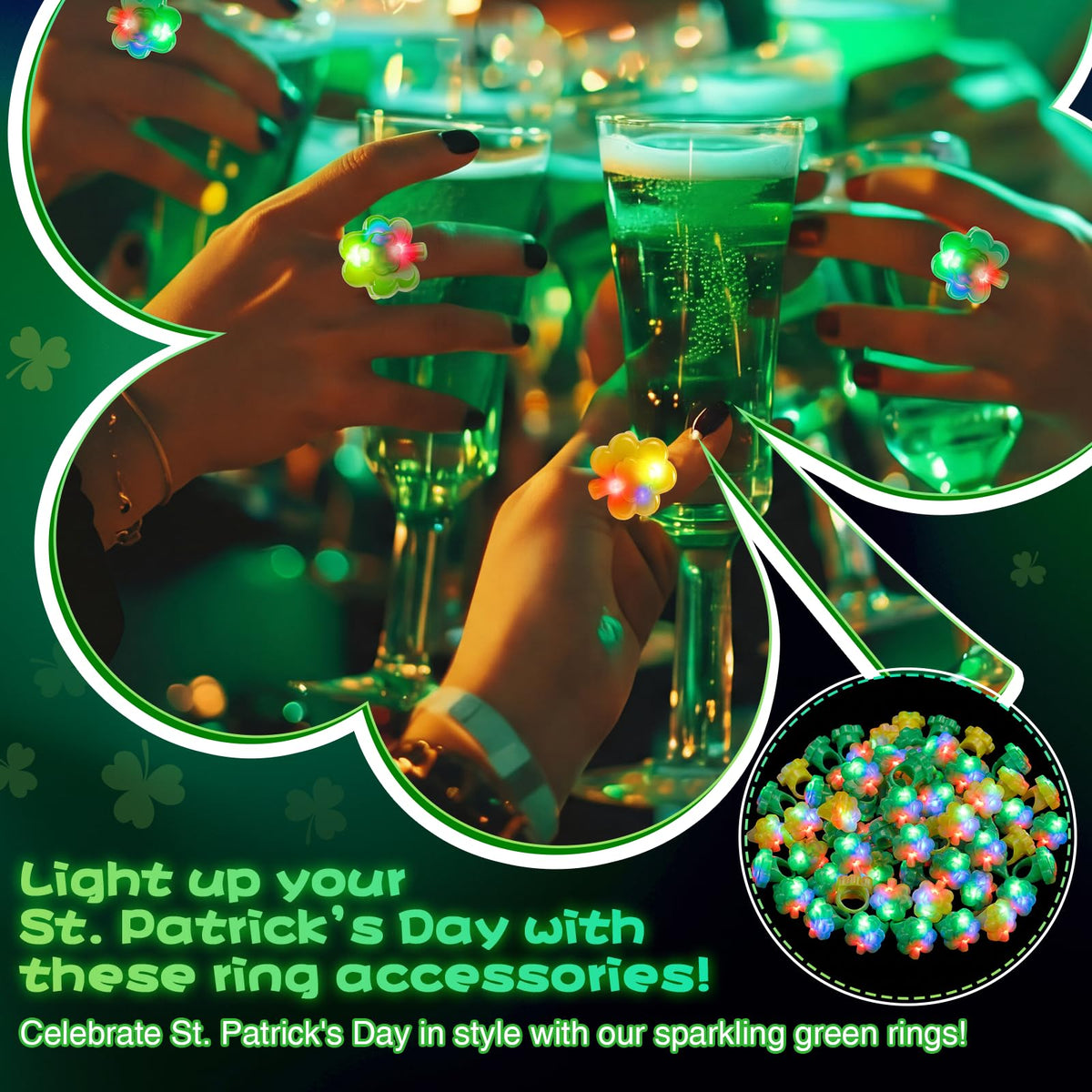 Vinsot 36 Pack St Patrick s Day Shamrocks Clover Lucky LED - Vinsot Official Imagery - 6