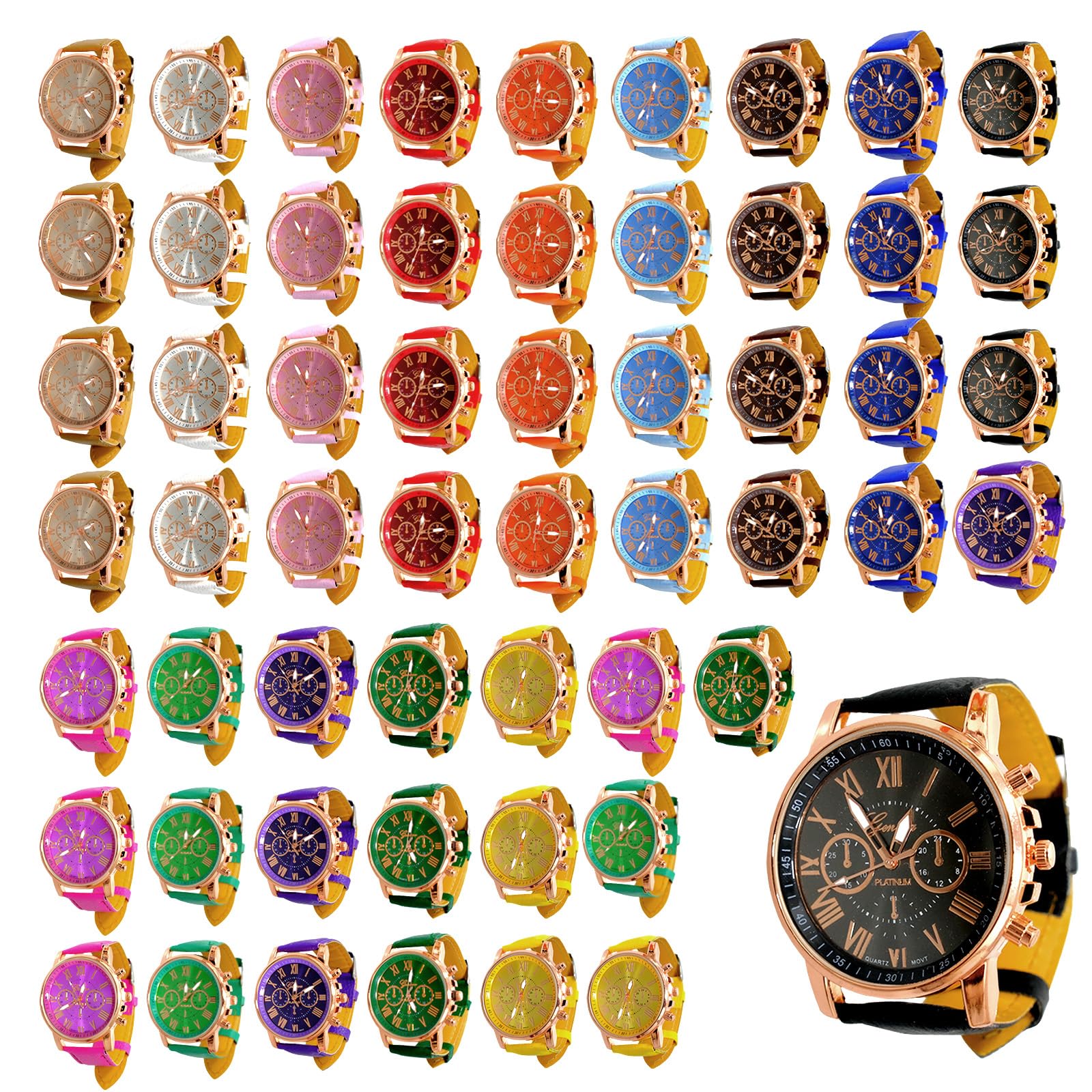 Assorted Platinum Watch Sets for Men and Women with Roman - Product Imagery