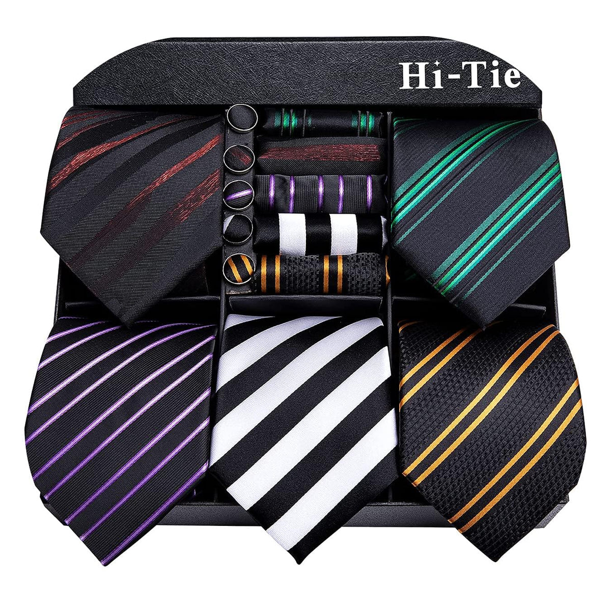 Hi Tie Lot 5 Pcs Gift Box Mens Tie Set Necktie with Pocket - Hi-Tie Official Imagery - 1