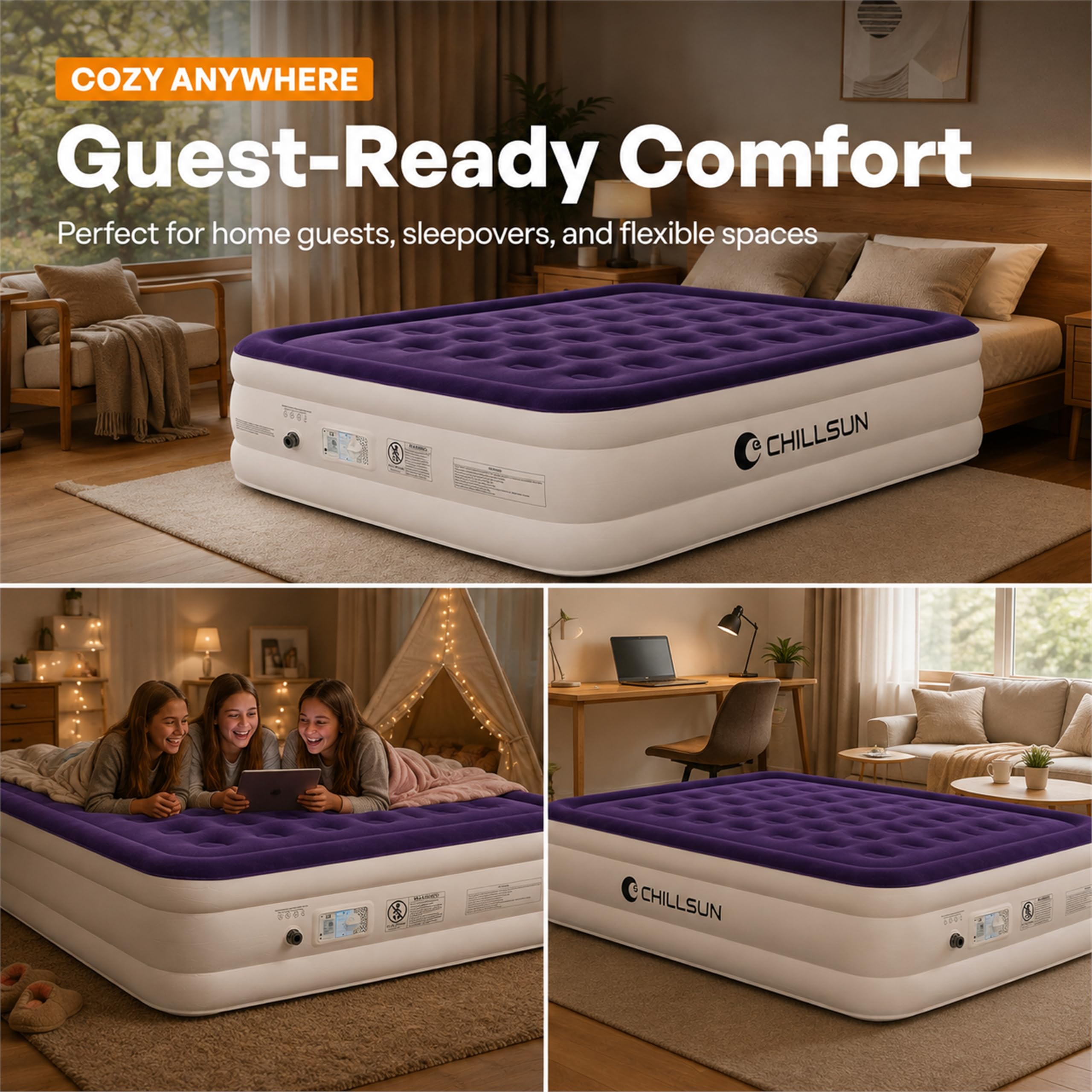 CHILLSUN 18" Twin Air Mattress with Built-in Pump, Inflatable Bed - View 5