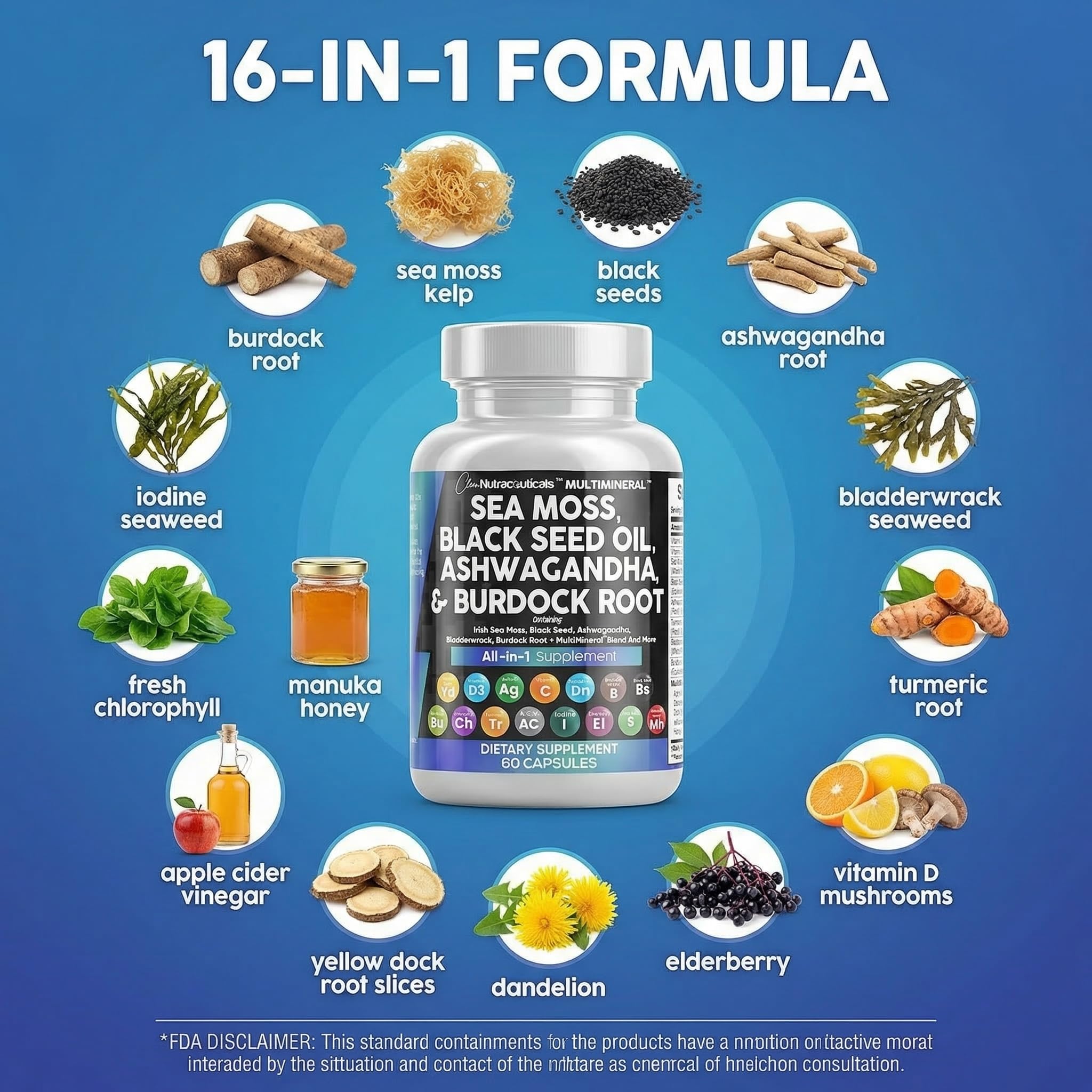 Clean Nutraceuticals Sea Moss Black Seed Oil Ashwagandha Turmeric Blad - View 4