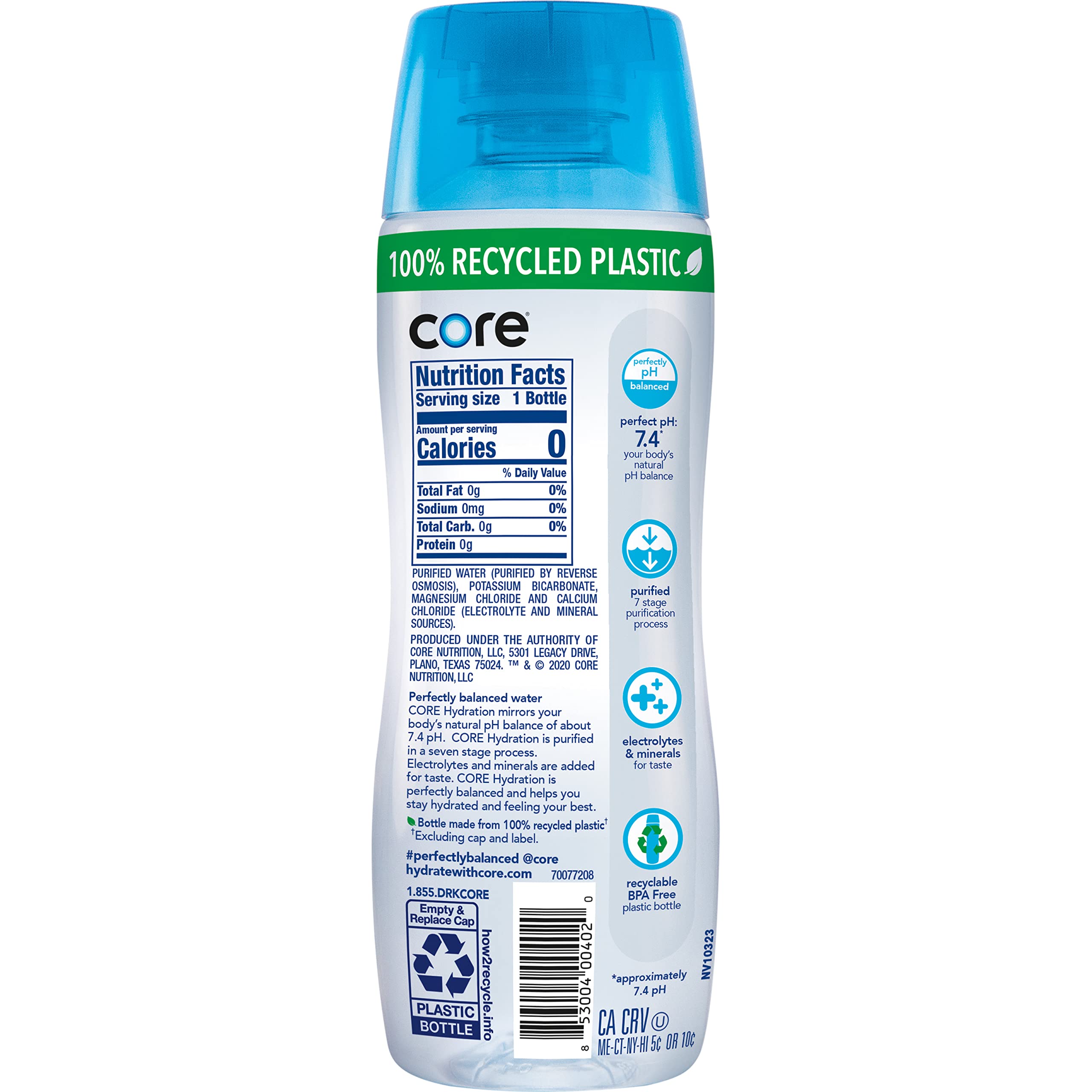 CORE Hydration Perfect 7.4 pH Nutrient Enhanced Water, 20 Ounce - View 10