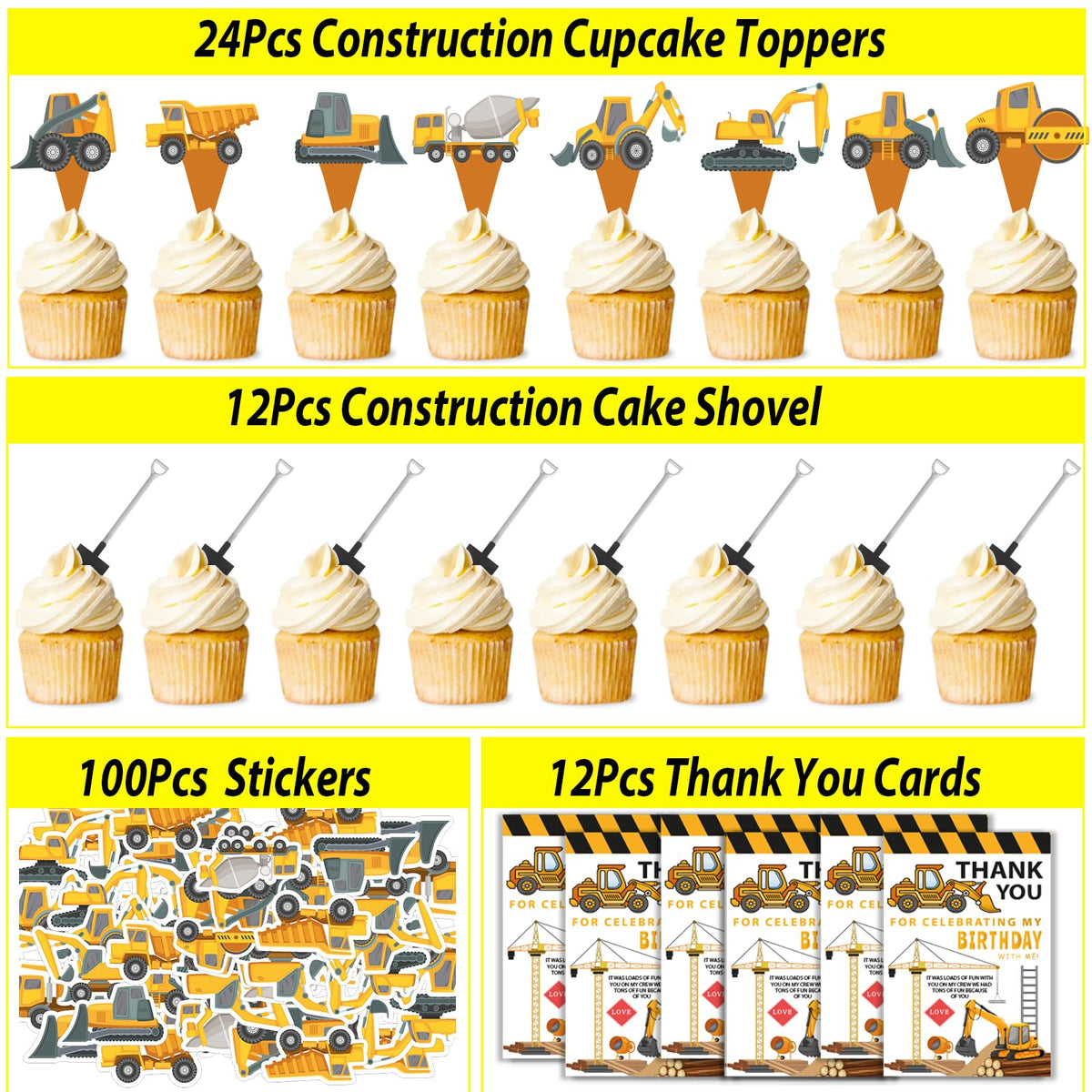 PLOUGVI 232PCS Construction Birthday Party Supplies - PLOUGVI Official Imagery - 7