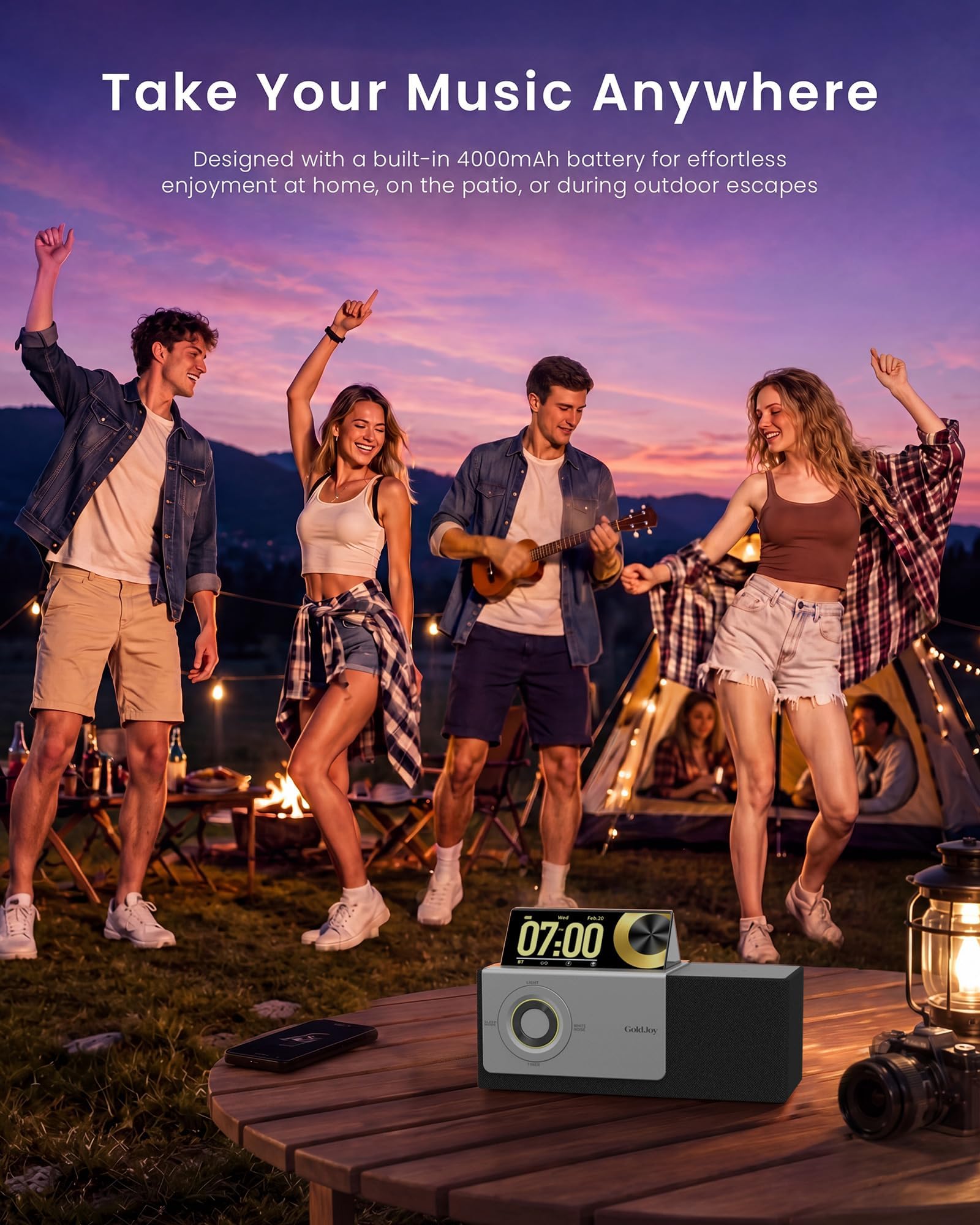 GoldJoy 7 in 1 Bluetooth Speaker Wireless Charging Station for Ho by Goldjoy - Angle View 8