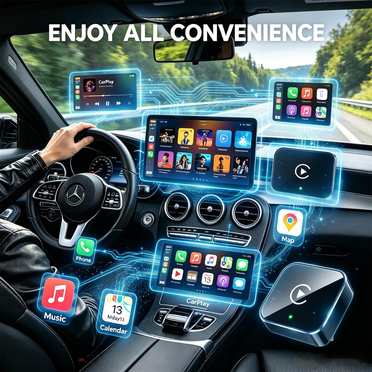 Wireless CarPlay Adapter Supports iPhone Android Phones - YFDUNV Official Imagery - 3