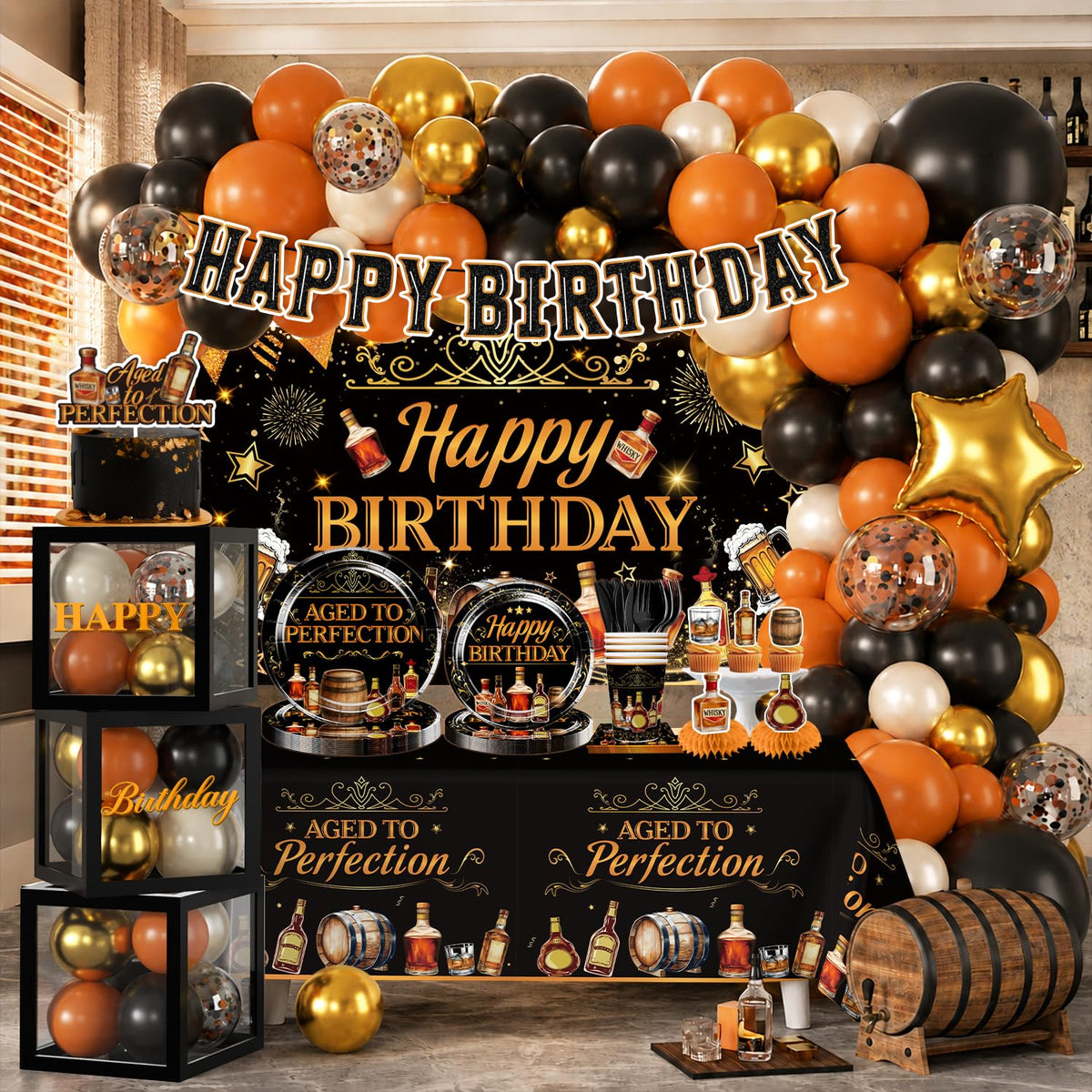 242 Pcs Aged to Perfection Birthday Decorations for Mens - cocomigo Official Imagery - 1
