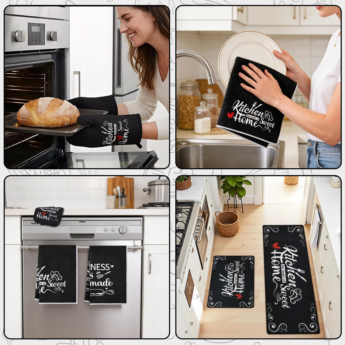 10 Pcs Black Kitchen Accessories Decor Set with 4 Kitchen - XLHOMO Official Imagery - 5