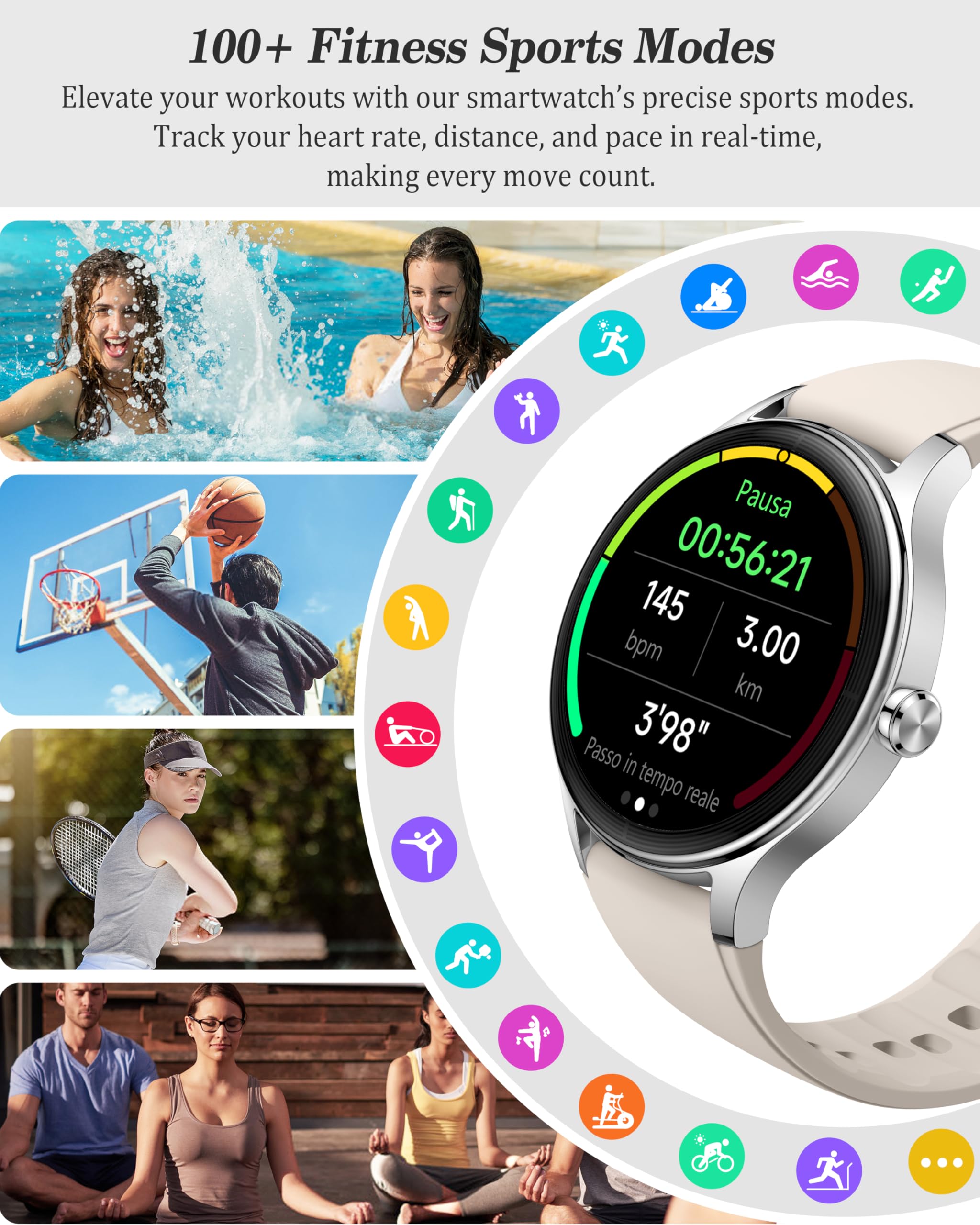 ZOSKVEE Smart Watch for Women, Ladies & Men, 1.27'' Fitness Watch   wi - View 5