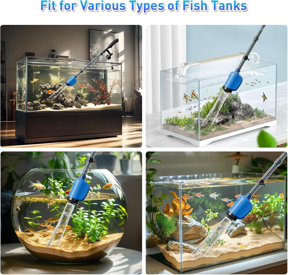 6 in 1 Electric Aquarium Gravel Cleaner 530GPH Fish Tank - FOUSIUTIM Official Imagery - 8