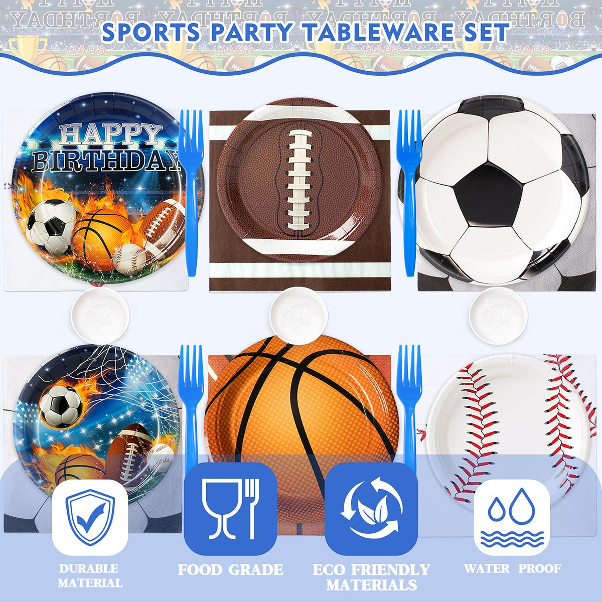 244 Pcs Sports Birthday Party Decorations - Kinovo Official Imagery - 7