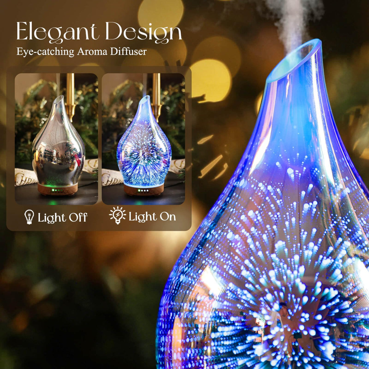 Essential Oil Diffuser 150ml Handmade Glass Diffuser 6H - Porseme Official Imagery - 8