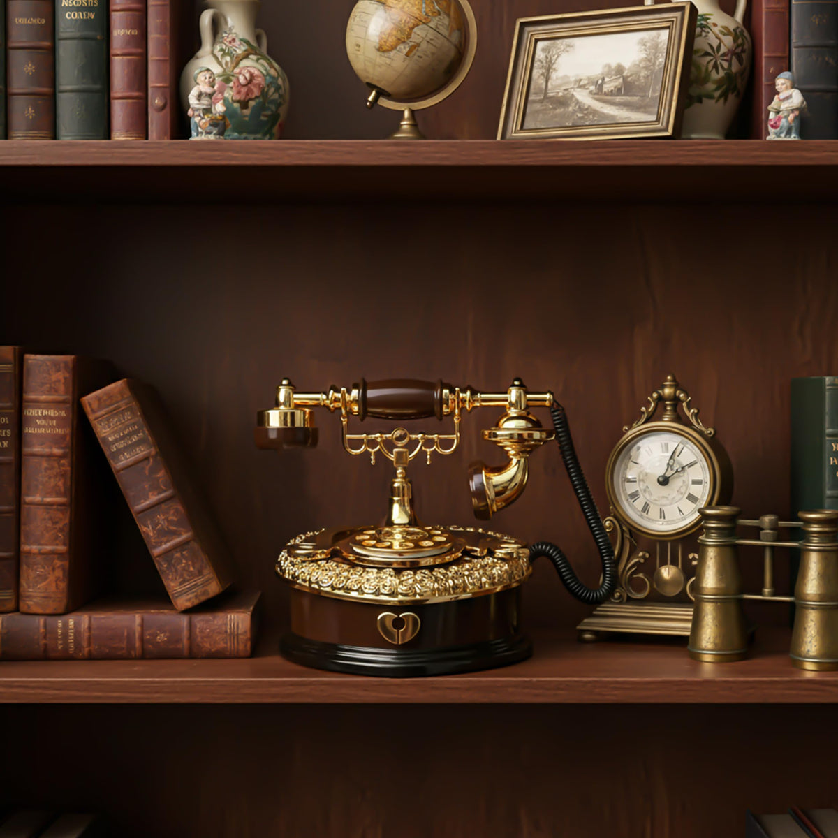 Big Telephone Trinkets 7x8 Vintage Musical Jewelry Box with - BuleVina Official Imagery - 8
