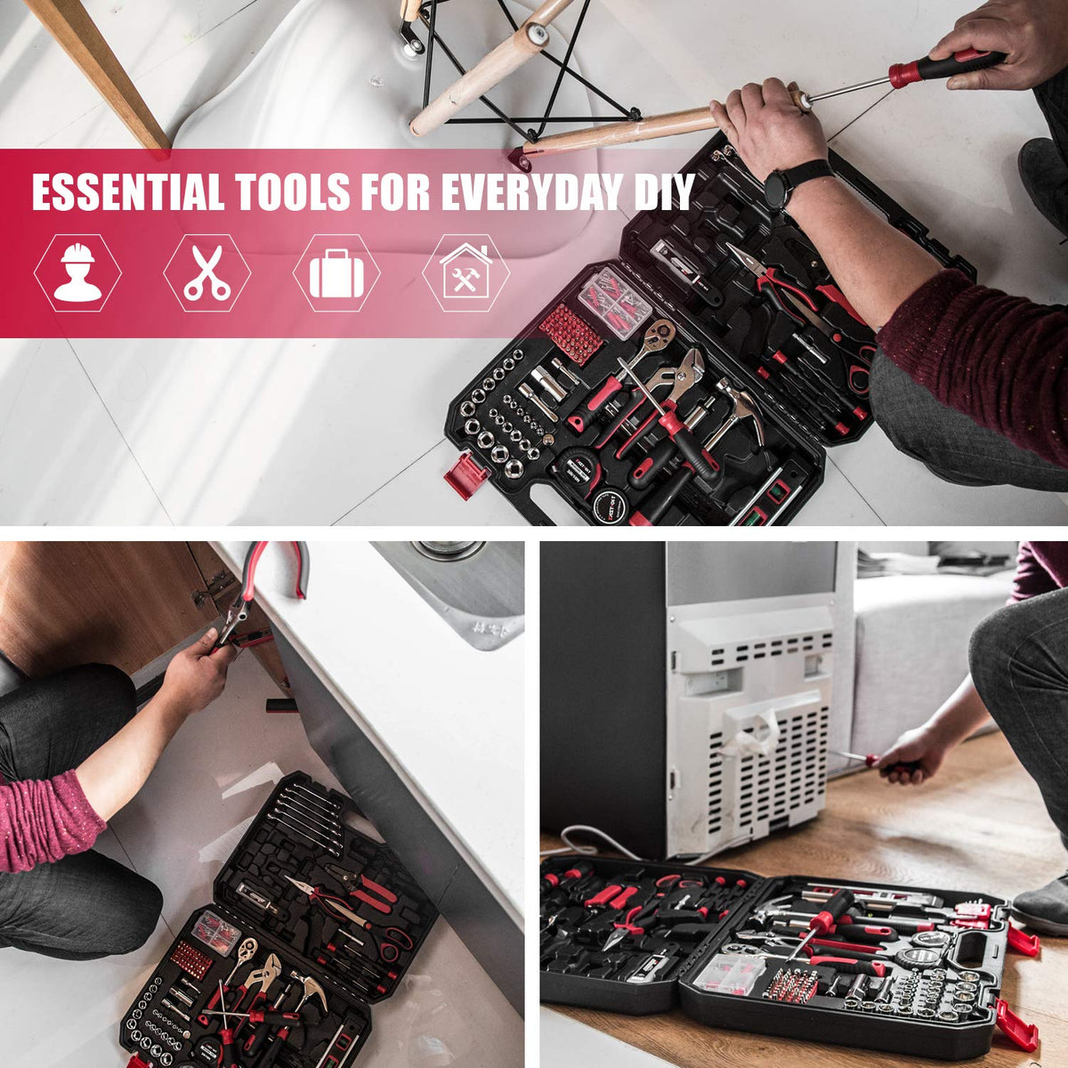 Eastvolt 218 Piece Household Tool Kit Auto Repair Tool Set - Eastvolt Official Imagery - 6