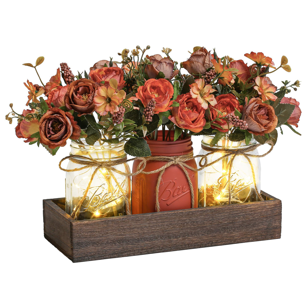 3 Pcs Mason Jar Centerpiece Table Decorations for Dining - DUOER Official Imagery - 1