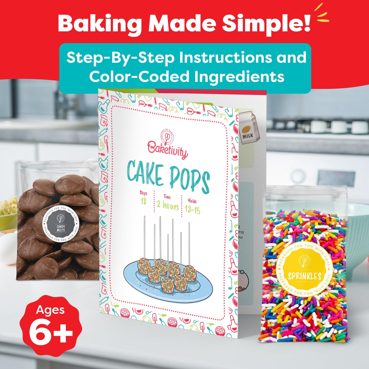 Baketivity DIY Cake Pop Kids Baking Kit with Pre Measured - Baketivity Official Imagery - 3