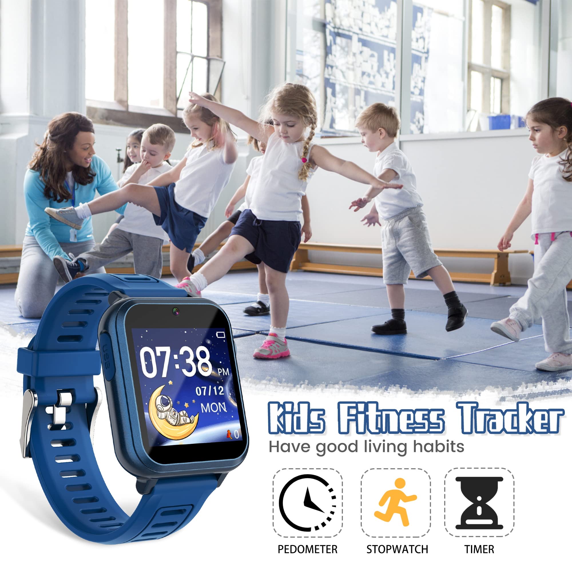 Wiszodet Kids Smart Game Watch with 39 Games HD Touch Screen Vide by Wiszodet - Angle View 6