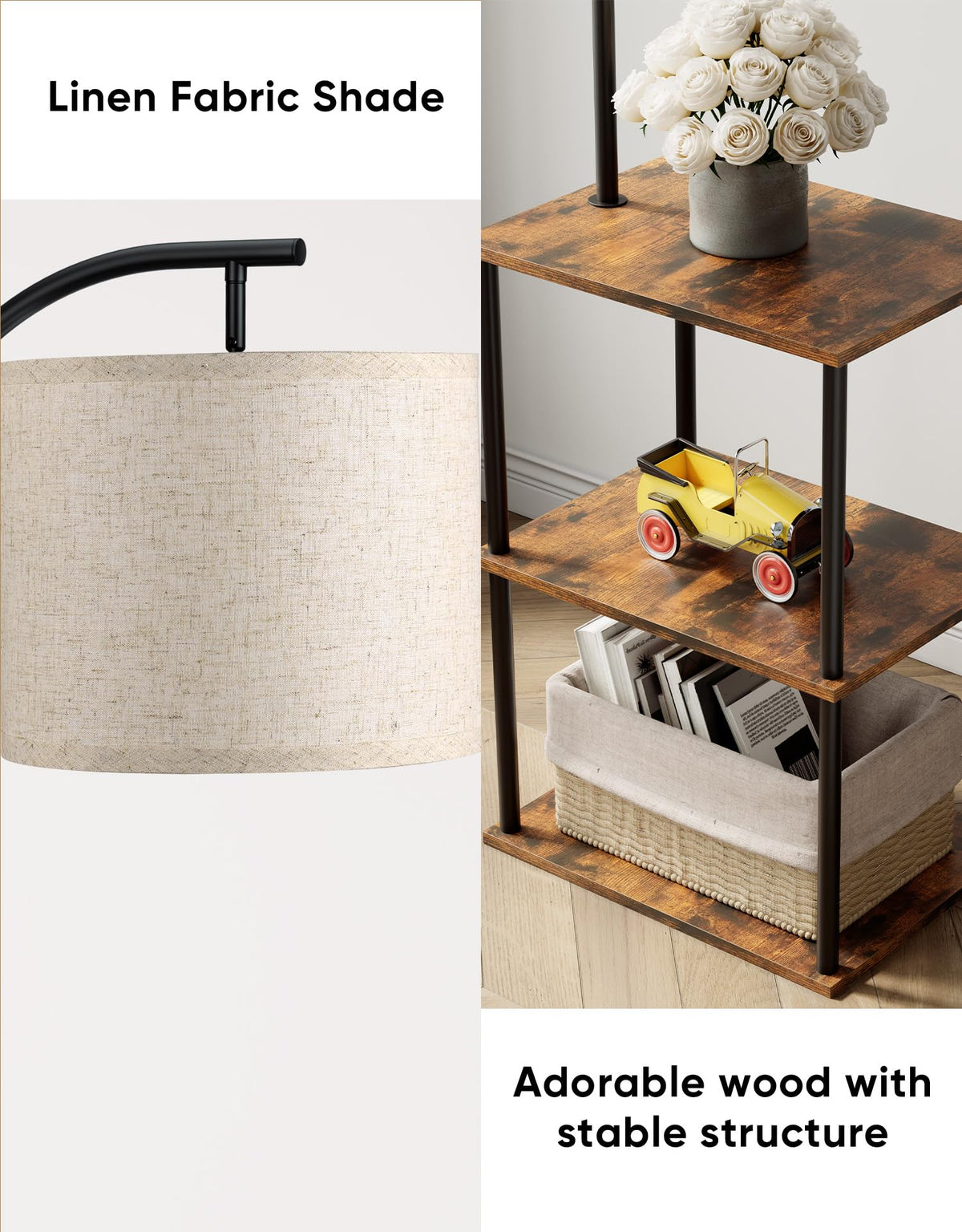 Floor Lamp with Table Night Stand with Lamp Narrow Side - PARTPHONER Official Imagery - 3