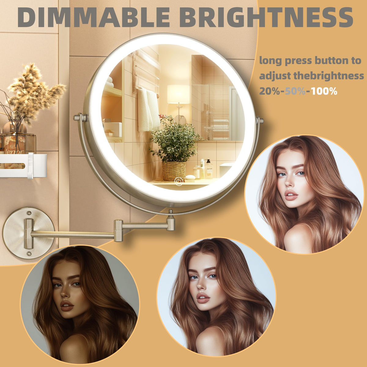 8 5 Wall Mounted Makeup Mirror with Light 2000mAh - Batuso Official Imagery - 6
