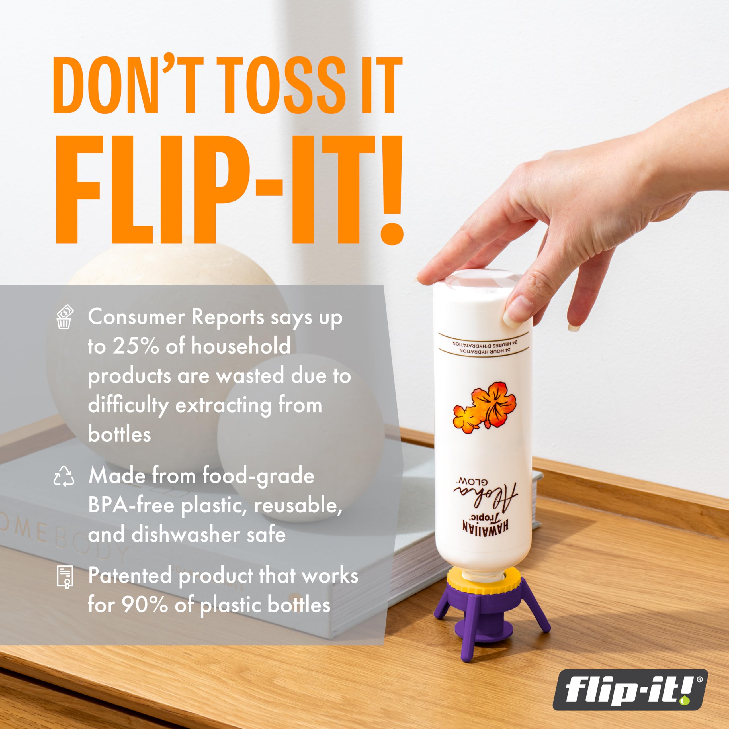 Flip-It! Bottle Emptying Kit – 6 Bottle Pack - No more wasted pro by Flip-It! - Angle View 2