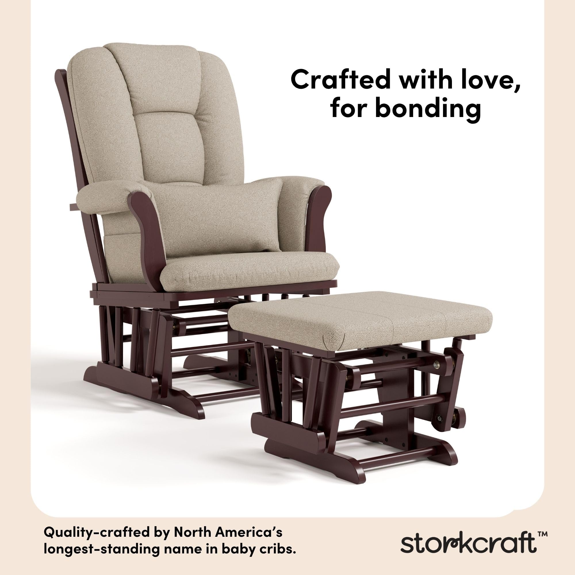 Storkcraft Tuscany Glider &amp; Ottoman and Lumbar Pillow, - Storkcraft