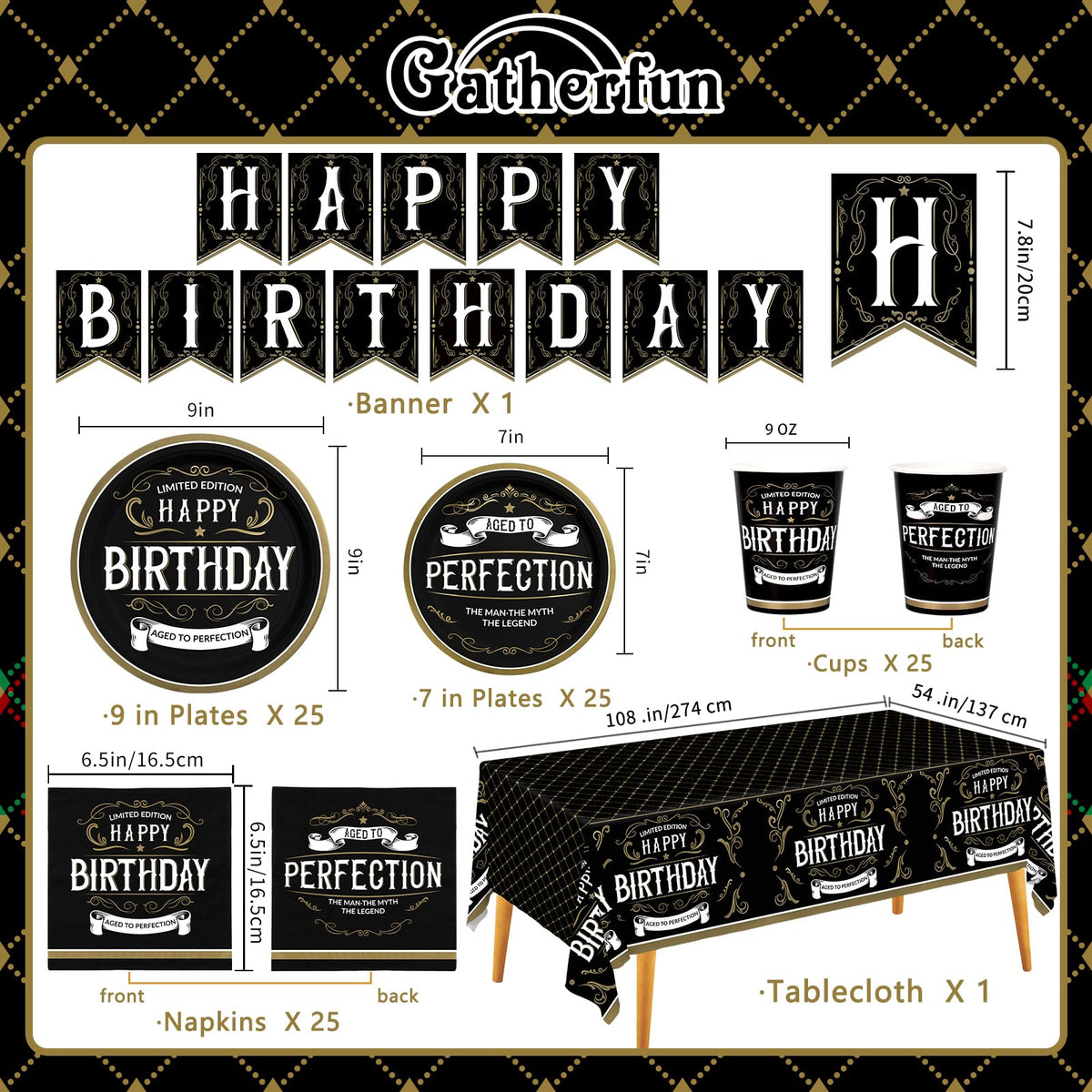 Birthday Party Supplies Disposable Paper Plates Napkins Cups - Gatherfun Official Imagery - 4