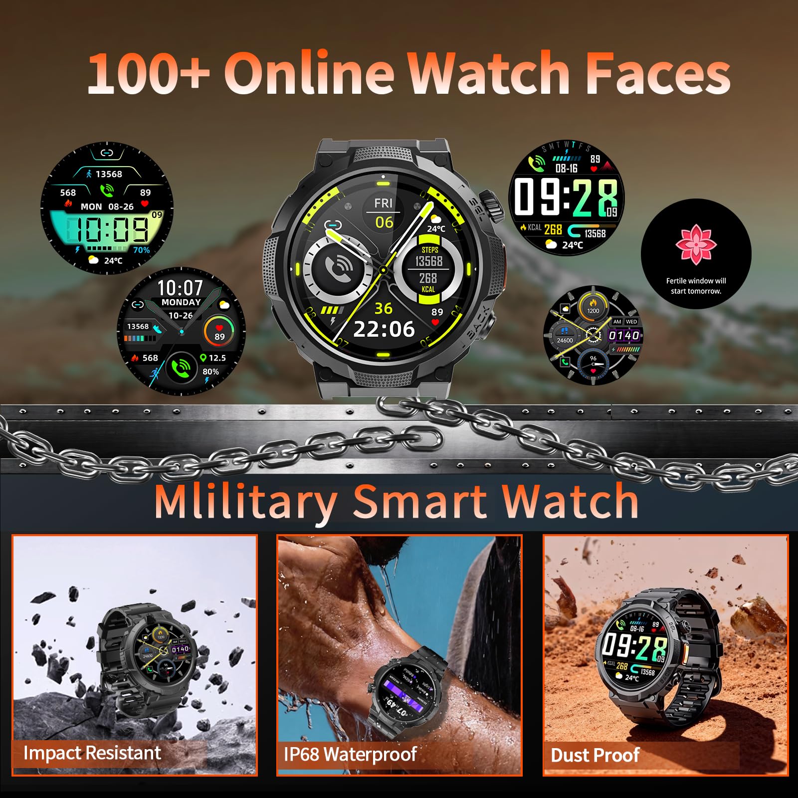 Soudorv Military Smart Watch for Men, 50+ Day Battery Life, Bluetooth - View 7