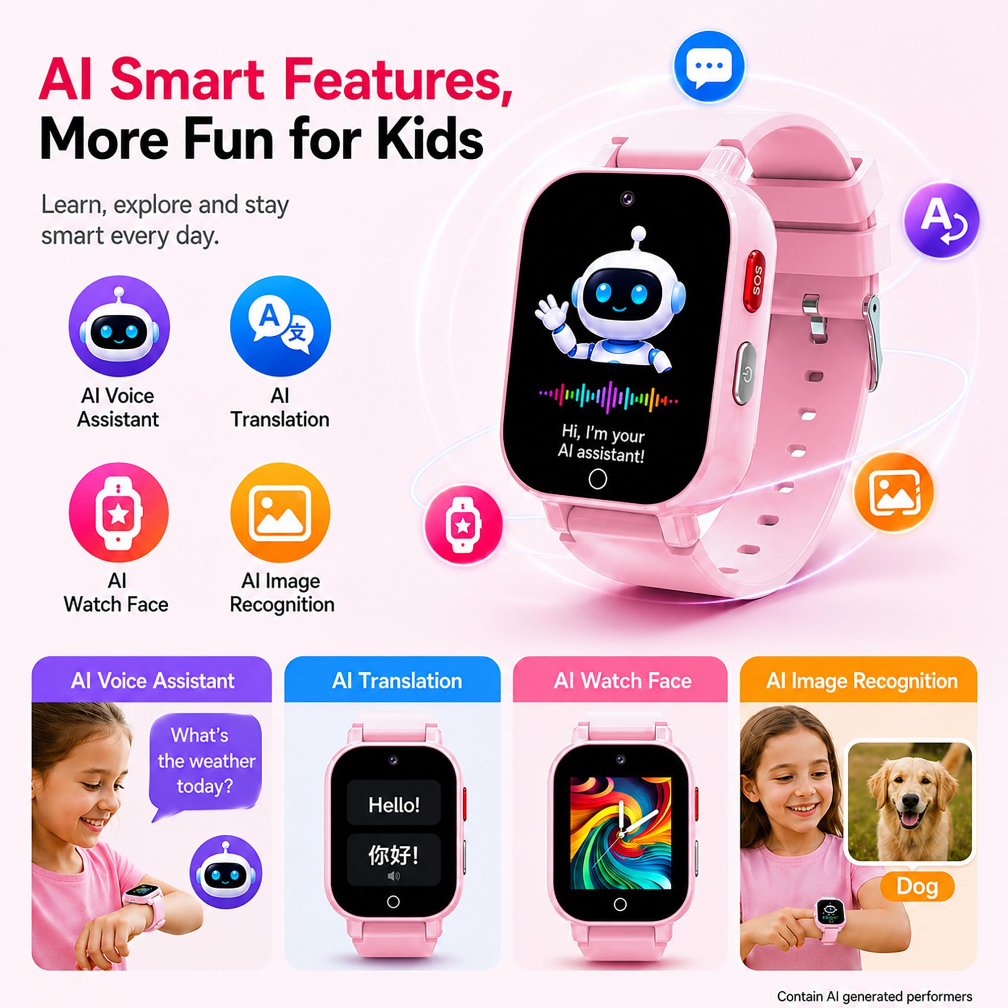 DXPICR 4G Kids Smart Watch with GPS Tracker, Video & Voice Call, SOS, - View 5
